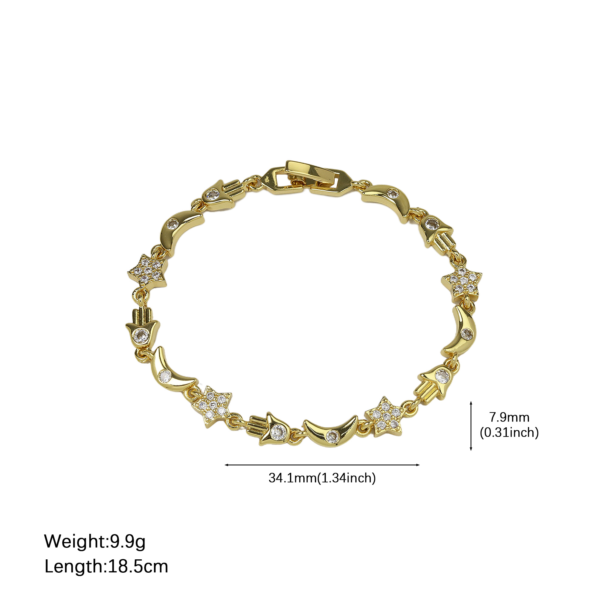 Zirocnia Geometric Star Moon Bracelet