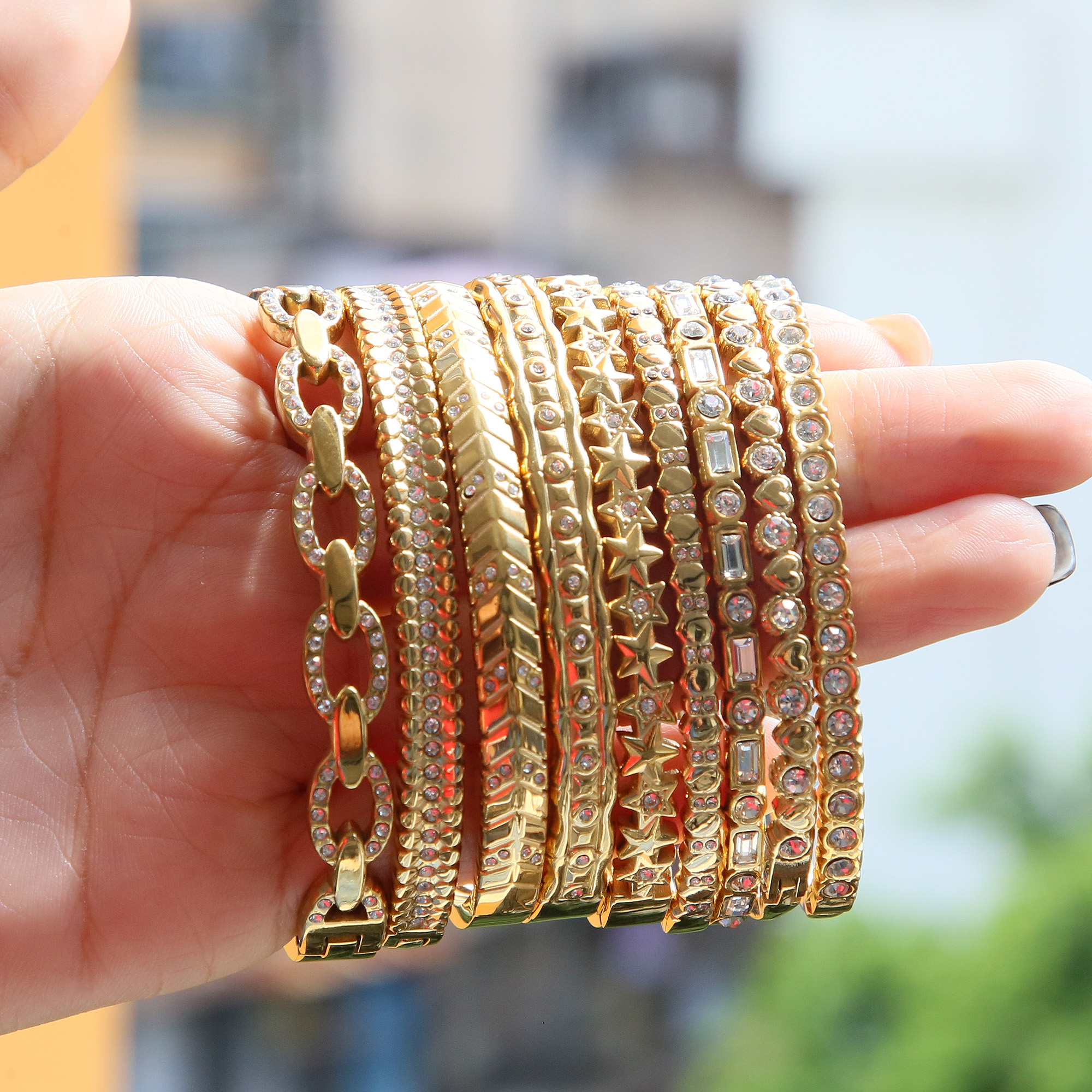 Flower Star Heart Stainless Steel Bangles