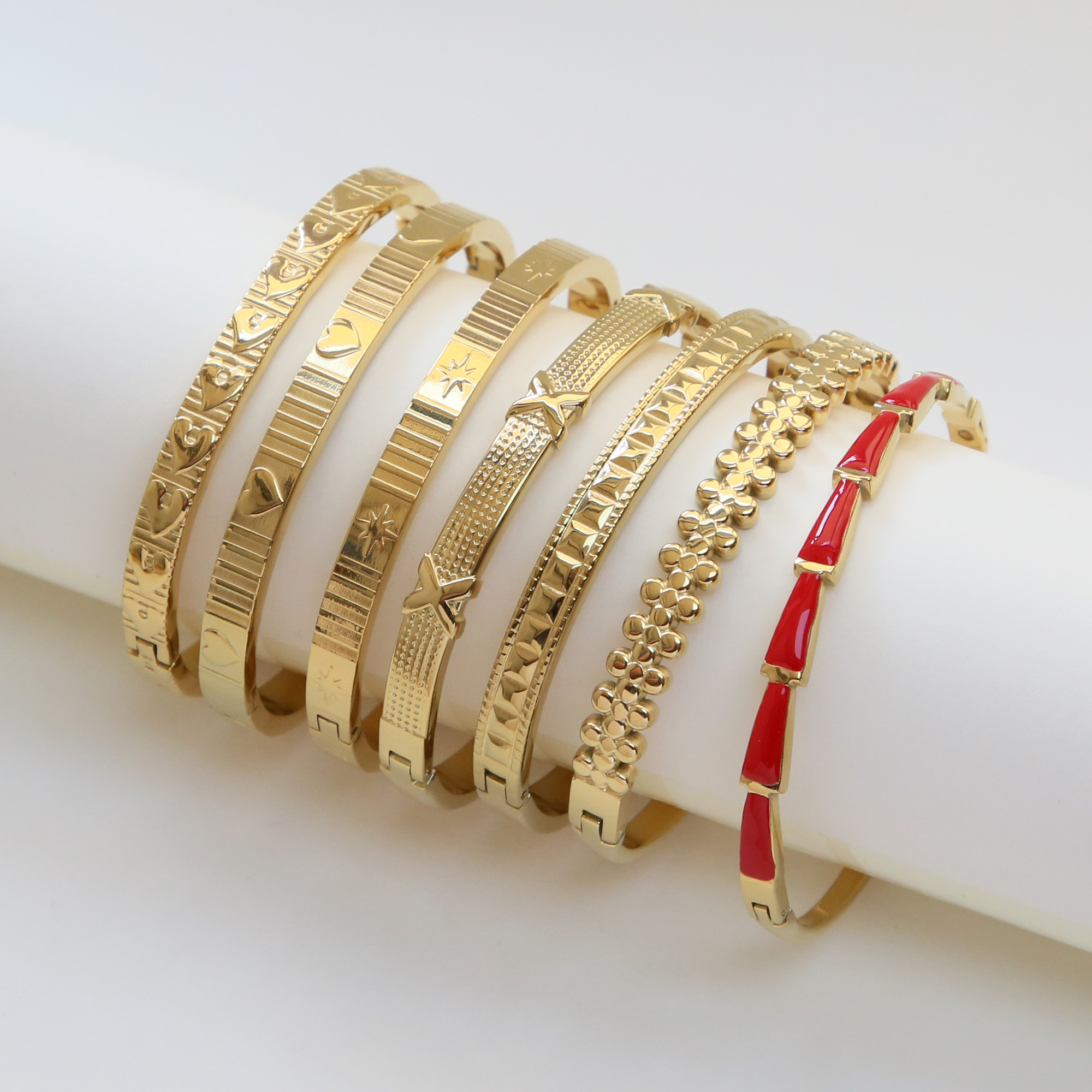 Heart Star Stainless Steel Bangles