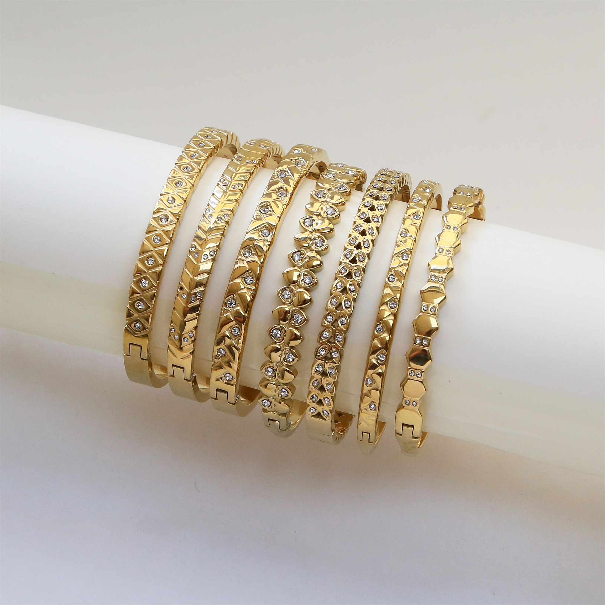 Diamond Arrow Heart Stainless Steel Bangles