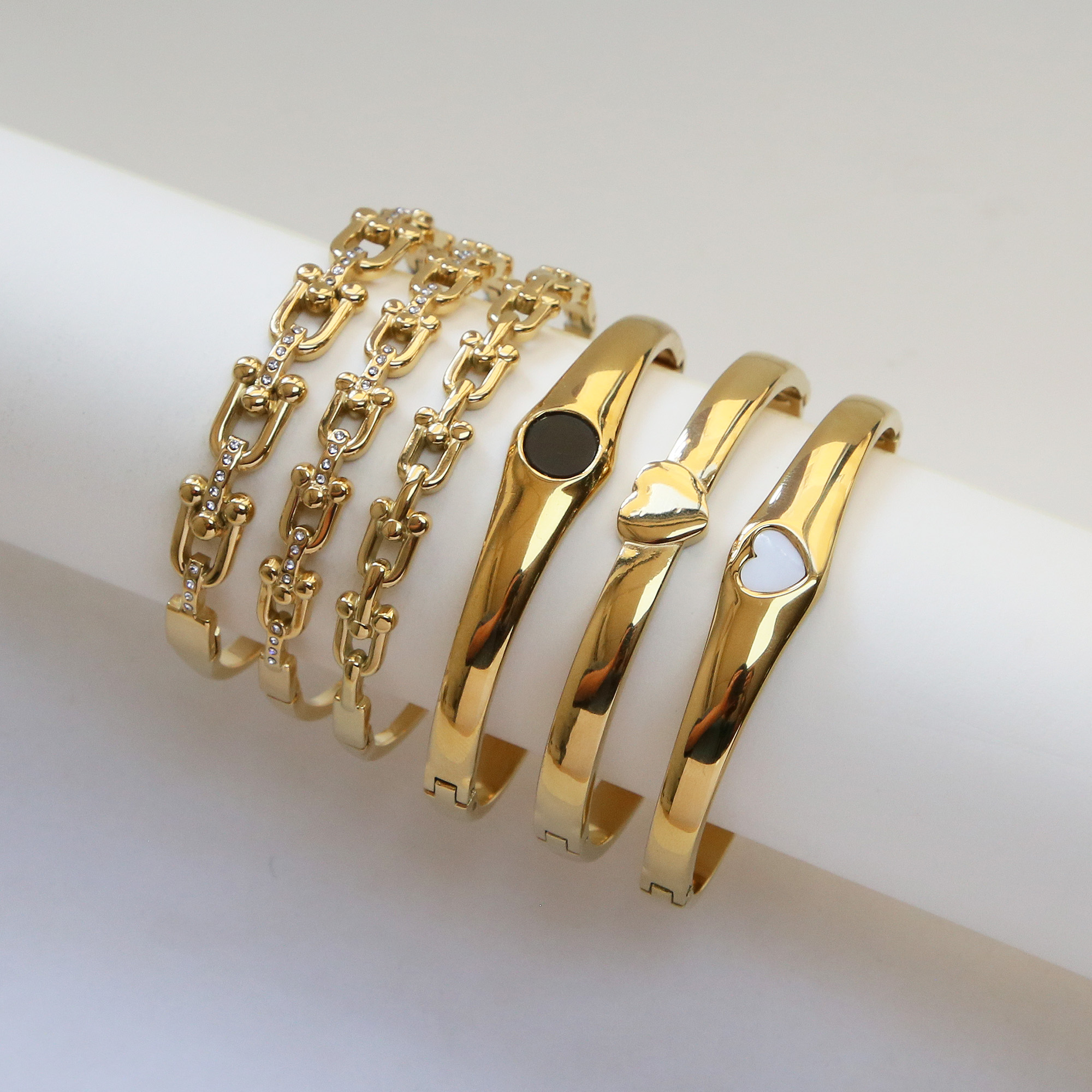 Heart U Shape Stainless Steel Bangles