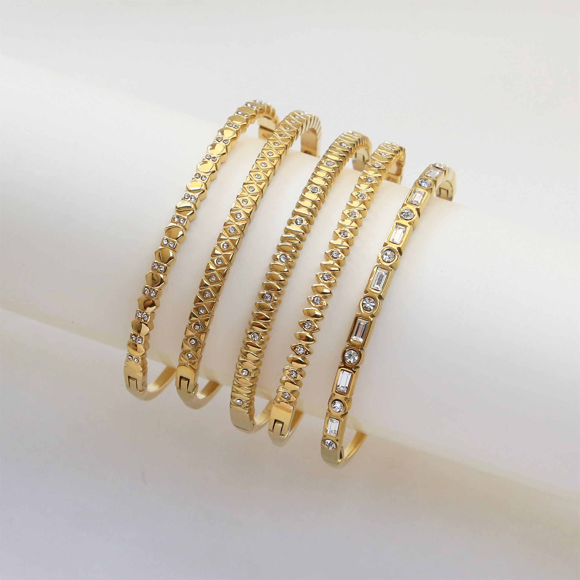 Rhombus Zircon Stainless Steel Bangles