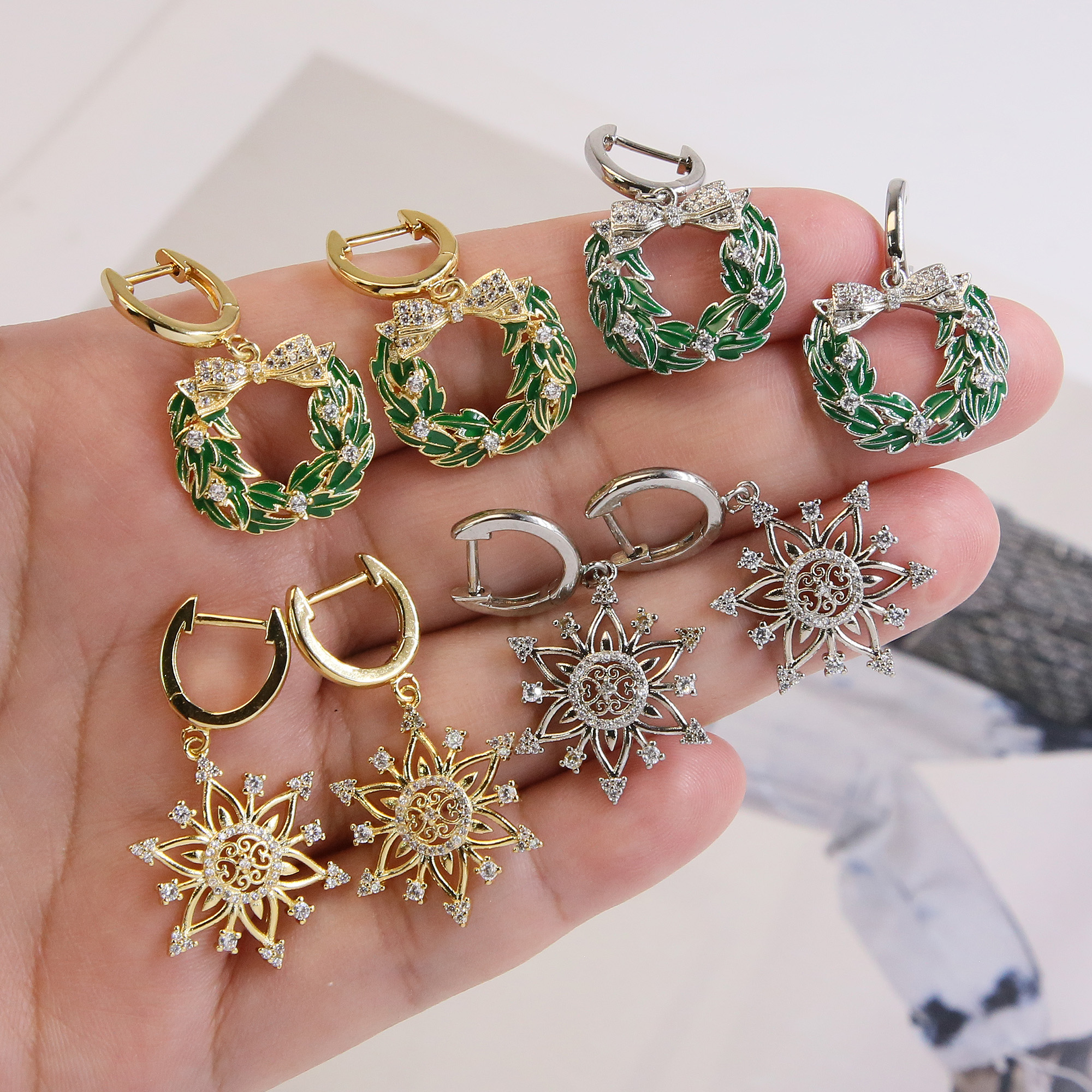 Christmas Tree Hoop Earrings