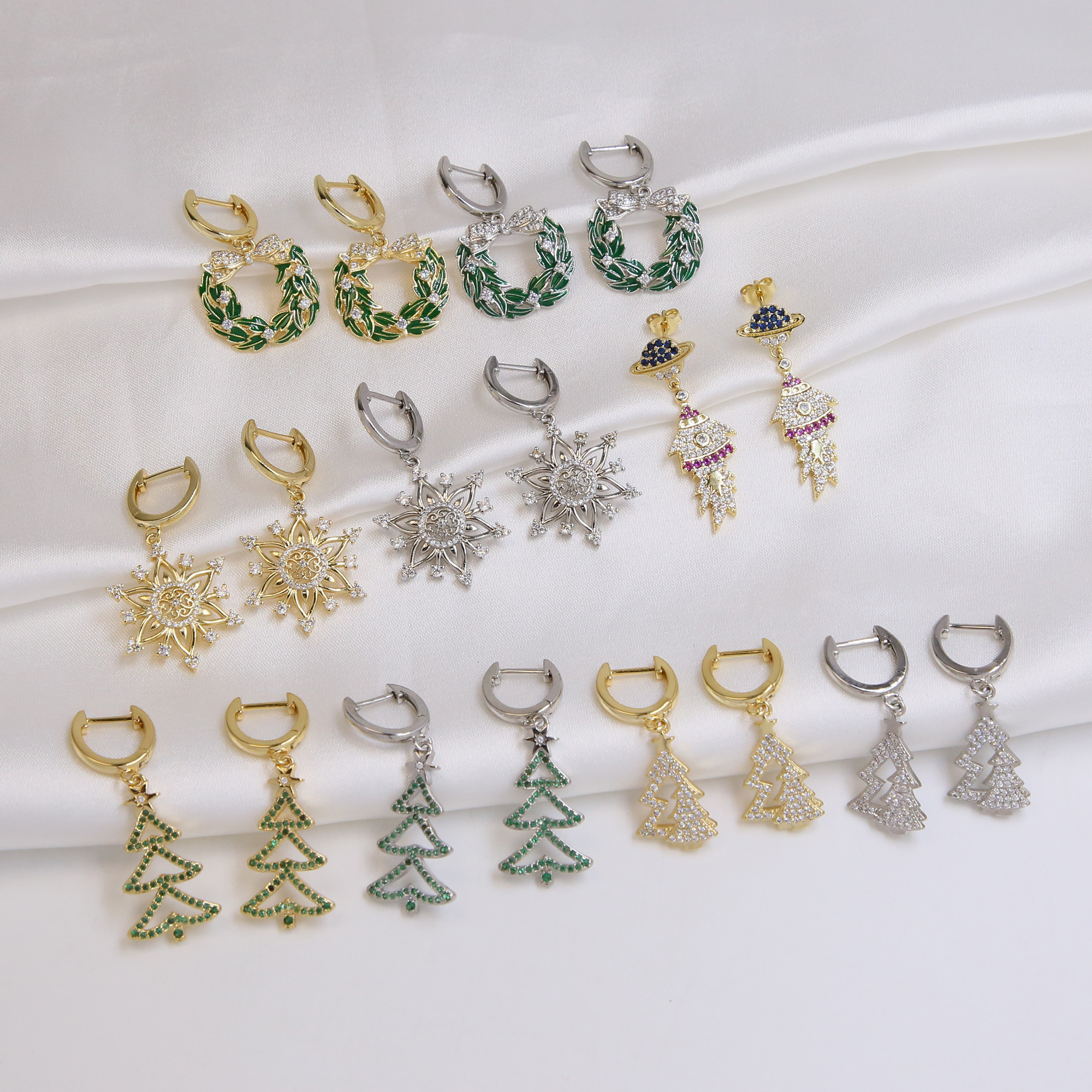 Christmas Tree Hoop Earrings