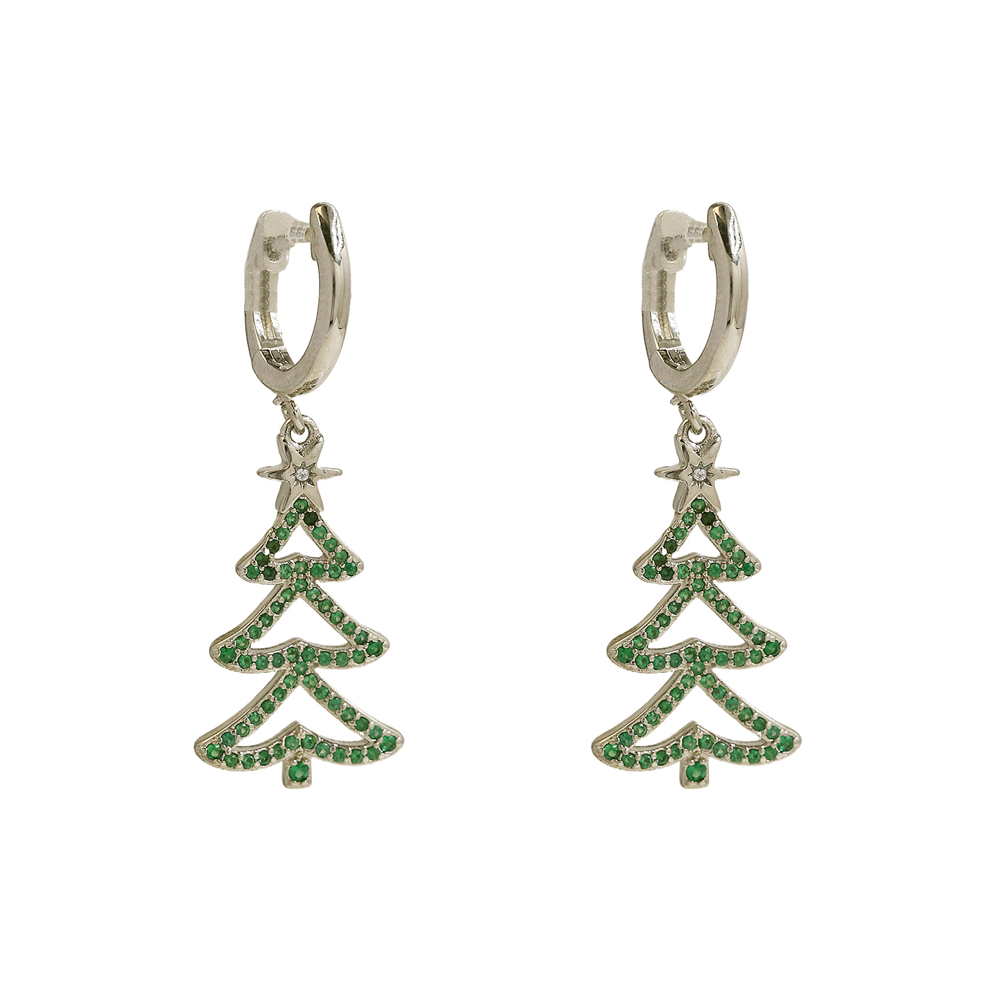 Christmas Tree Hoop Earrings