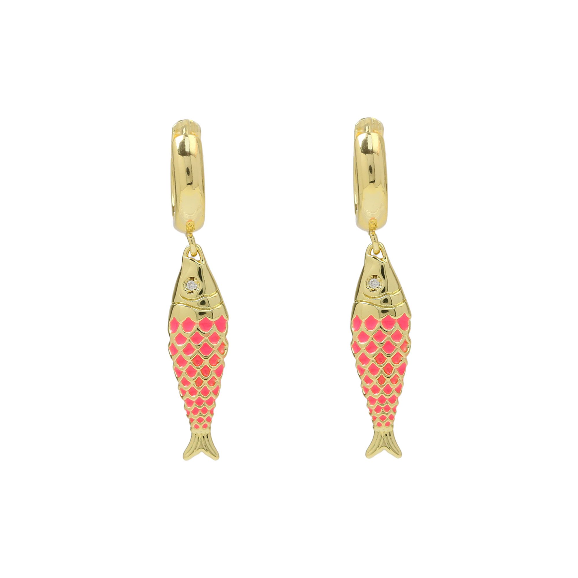 Enamel Fish Drop Earrings
