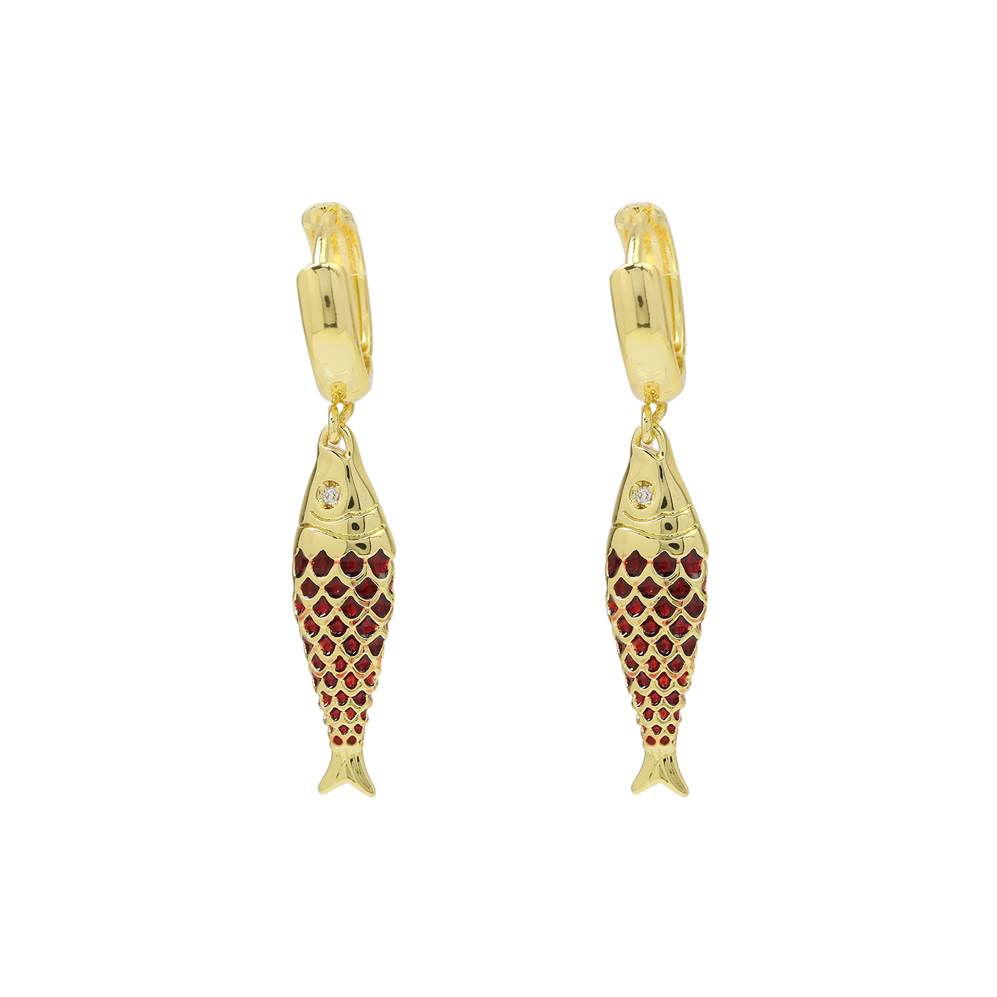 Enamel Fish Drop Earrings