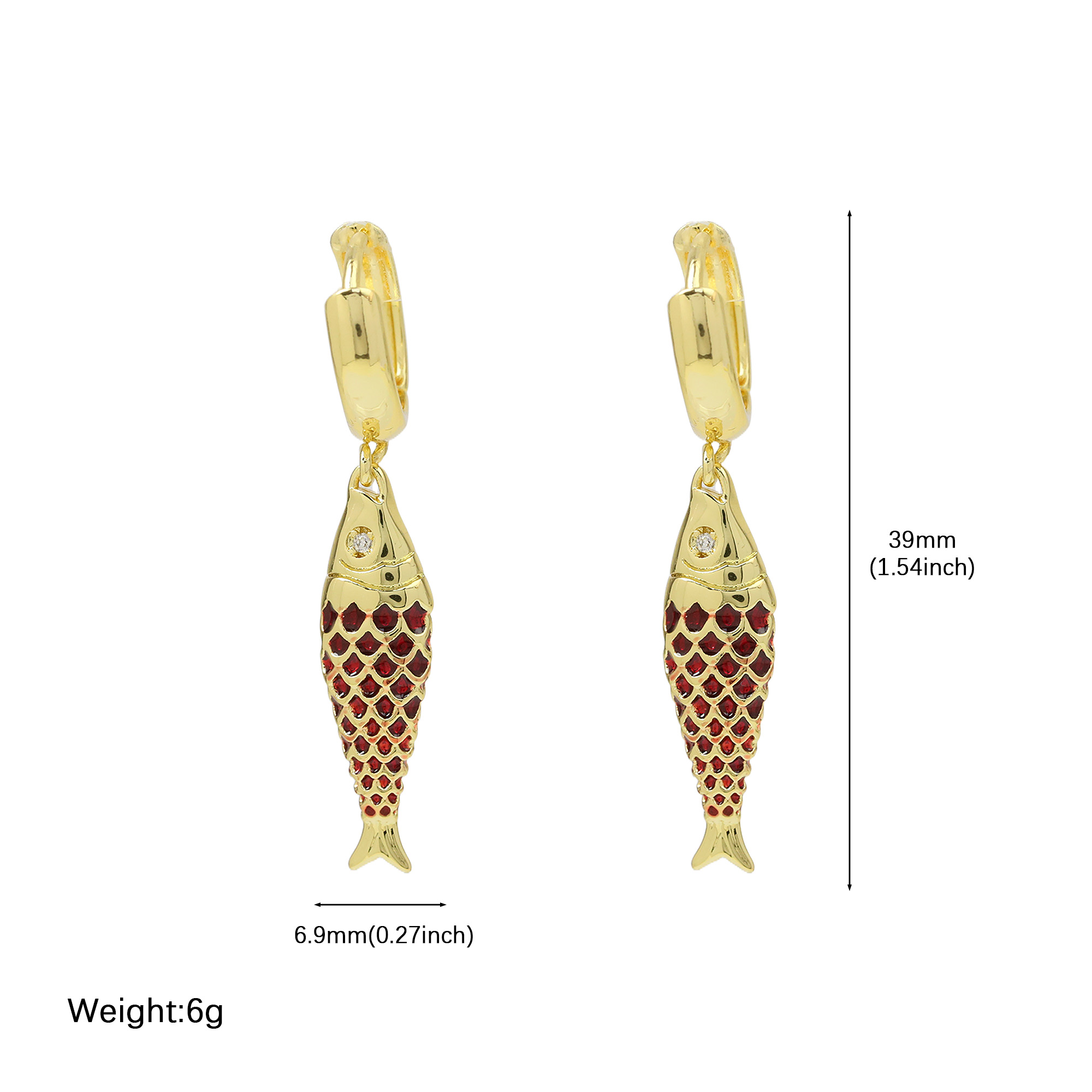 Enamel Fish Drop Earrings