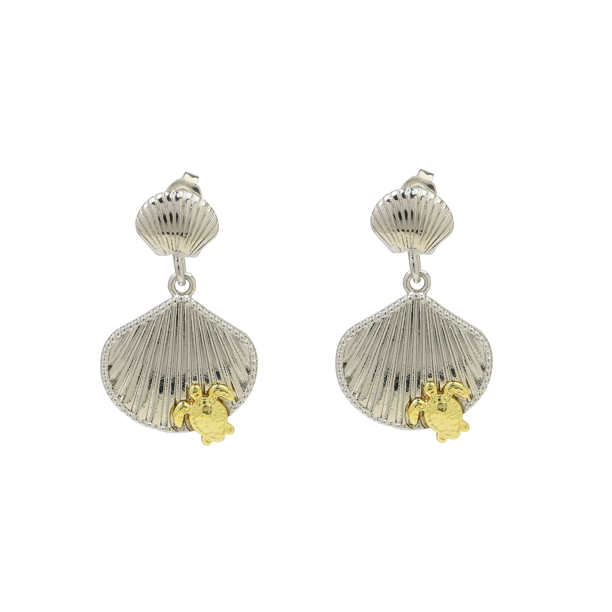 Two Tones Sea Turtle Earrings