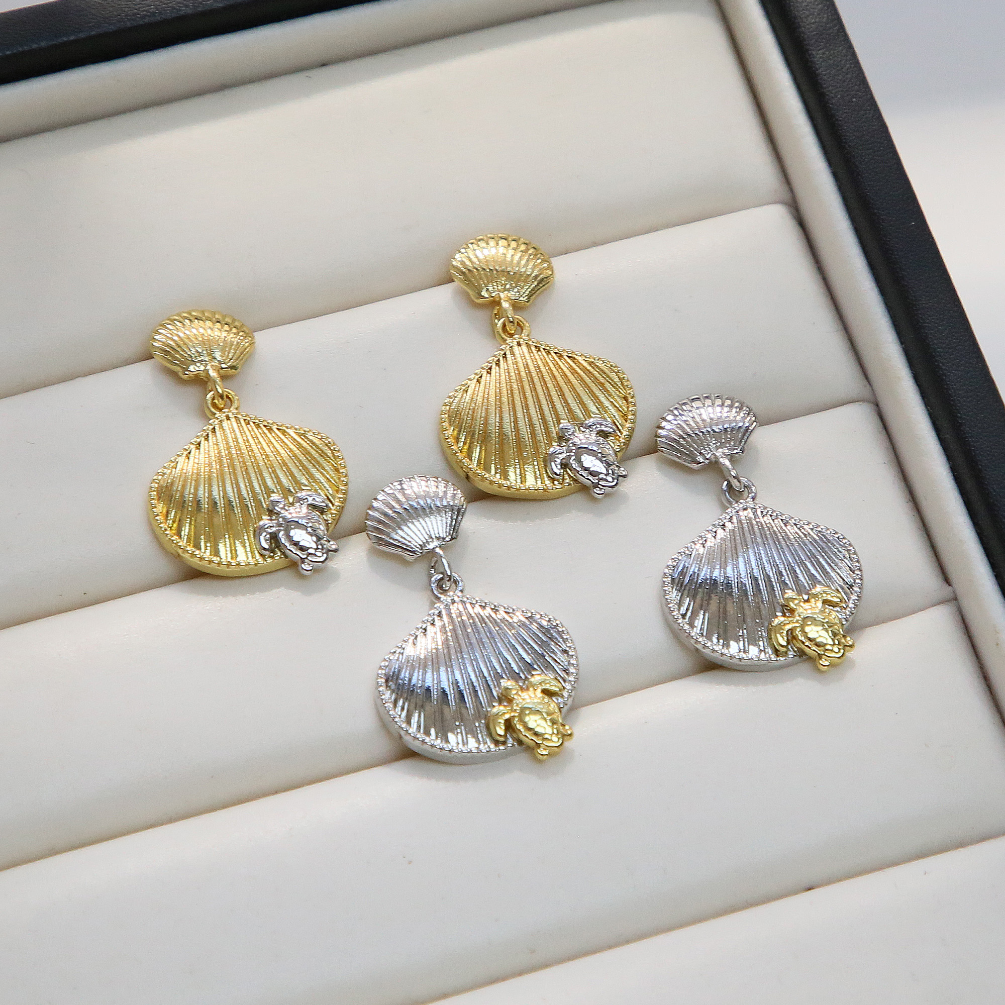 Two Tones Sea Turtle Earrings