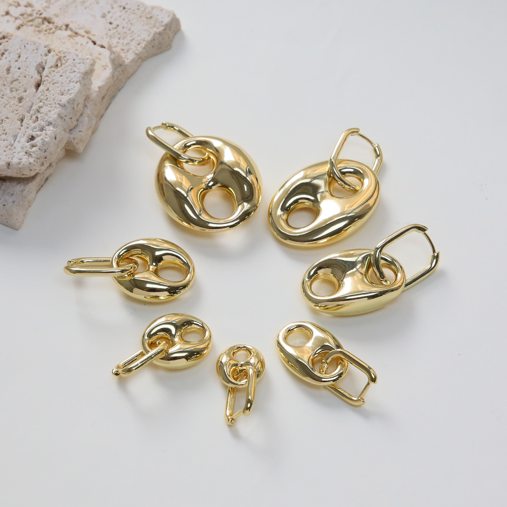 Gold Plated Pig Nose Bean Earrings