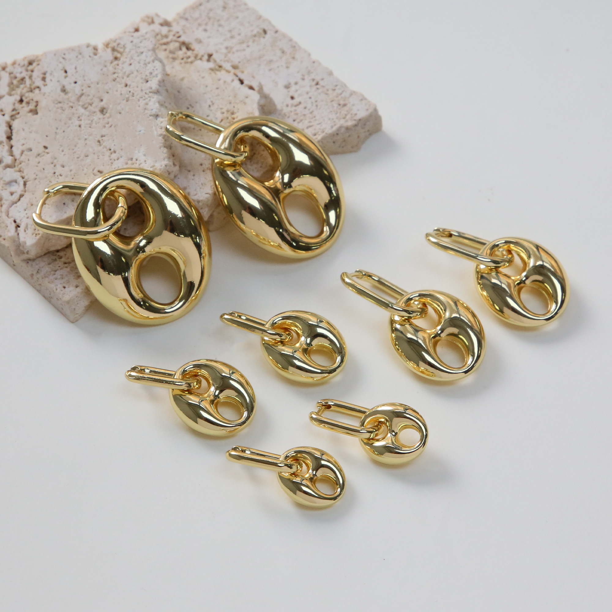 Gold Plated Pig Nose Bean Earrings