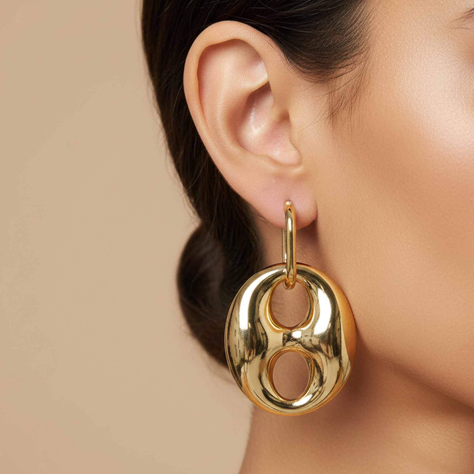 Gold Plated Pig Nose Bean Earrings