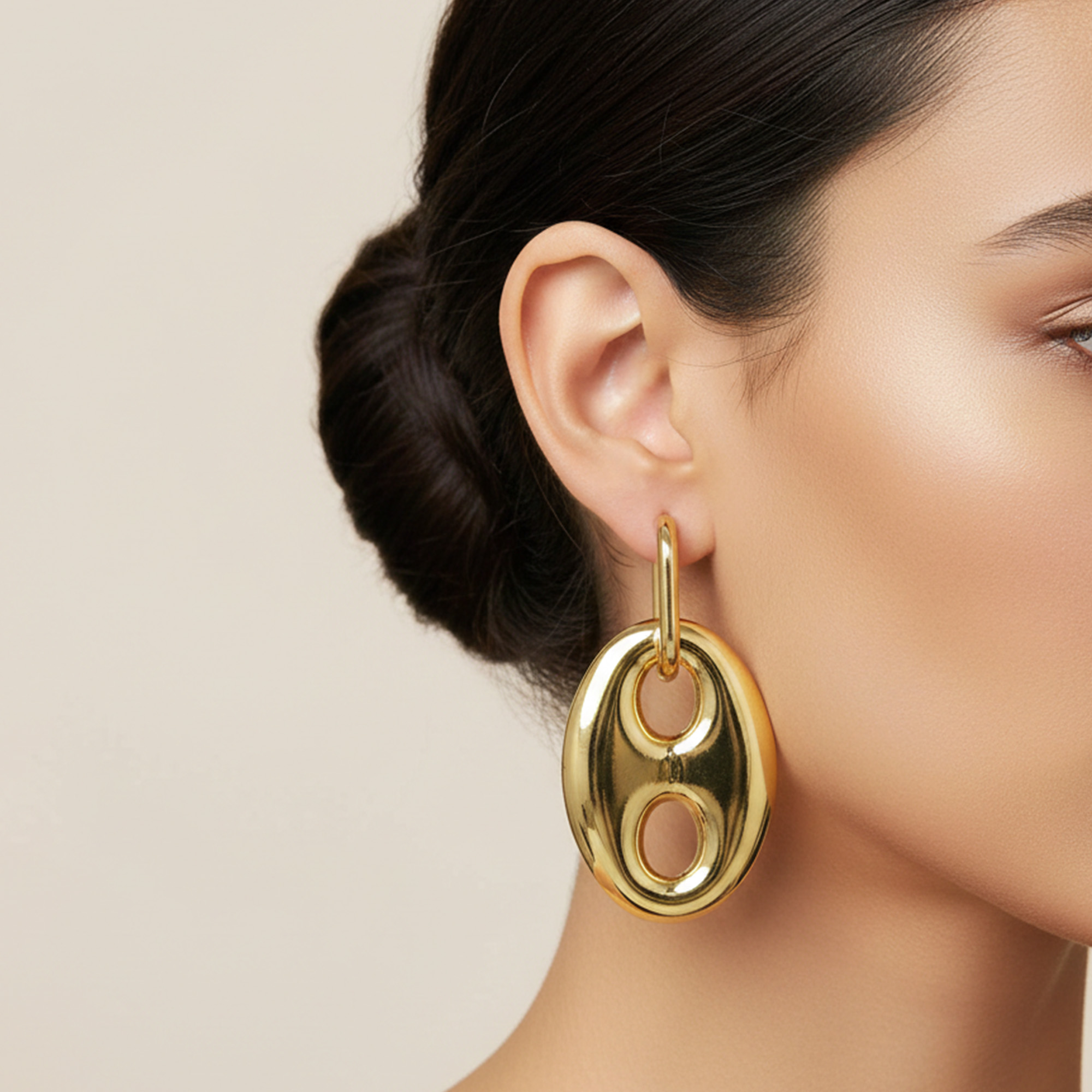 Gold Plated Pig Nose Bean Earrings