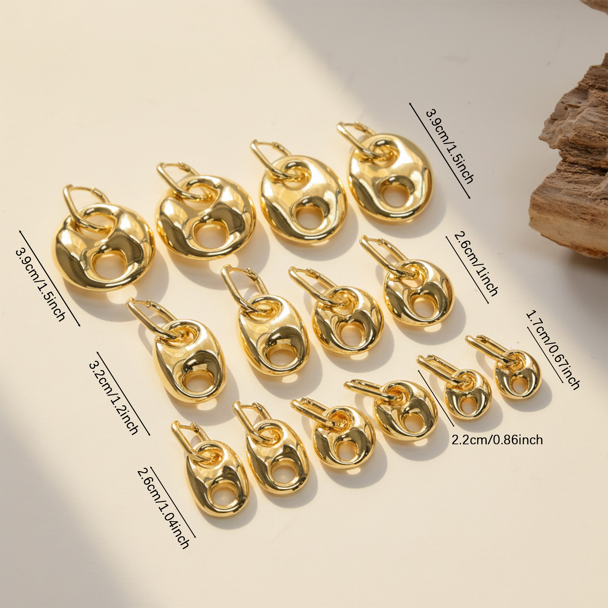Gold Plated Pig Nose Bean Earrings