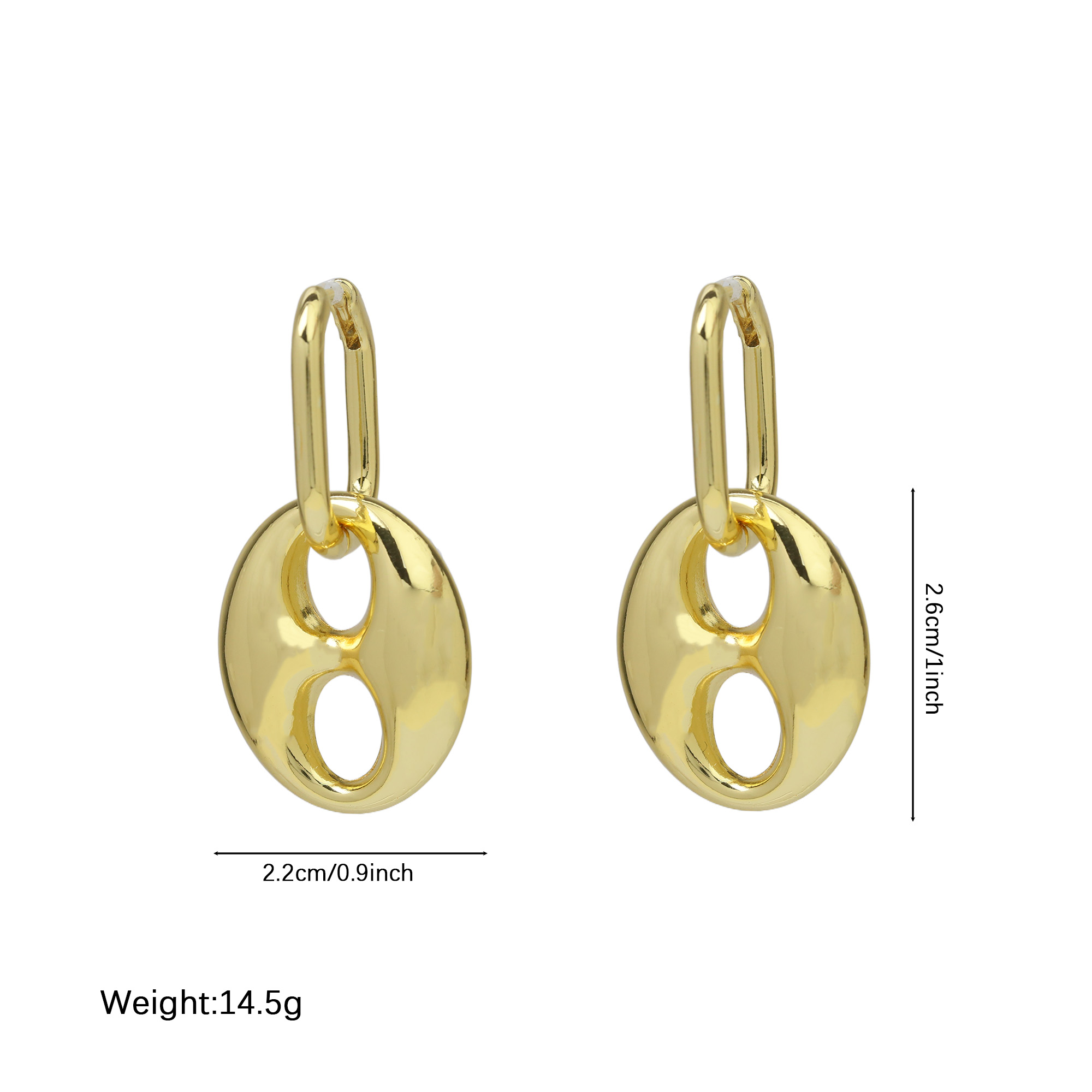 Gold Plated Pig Nose Bean Earrings