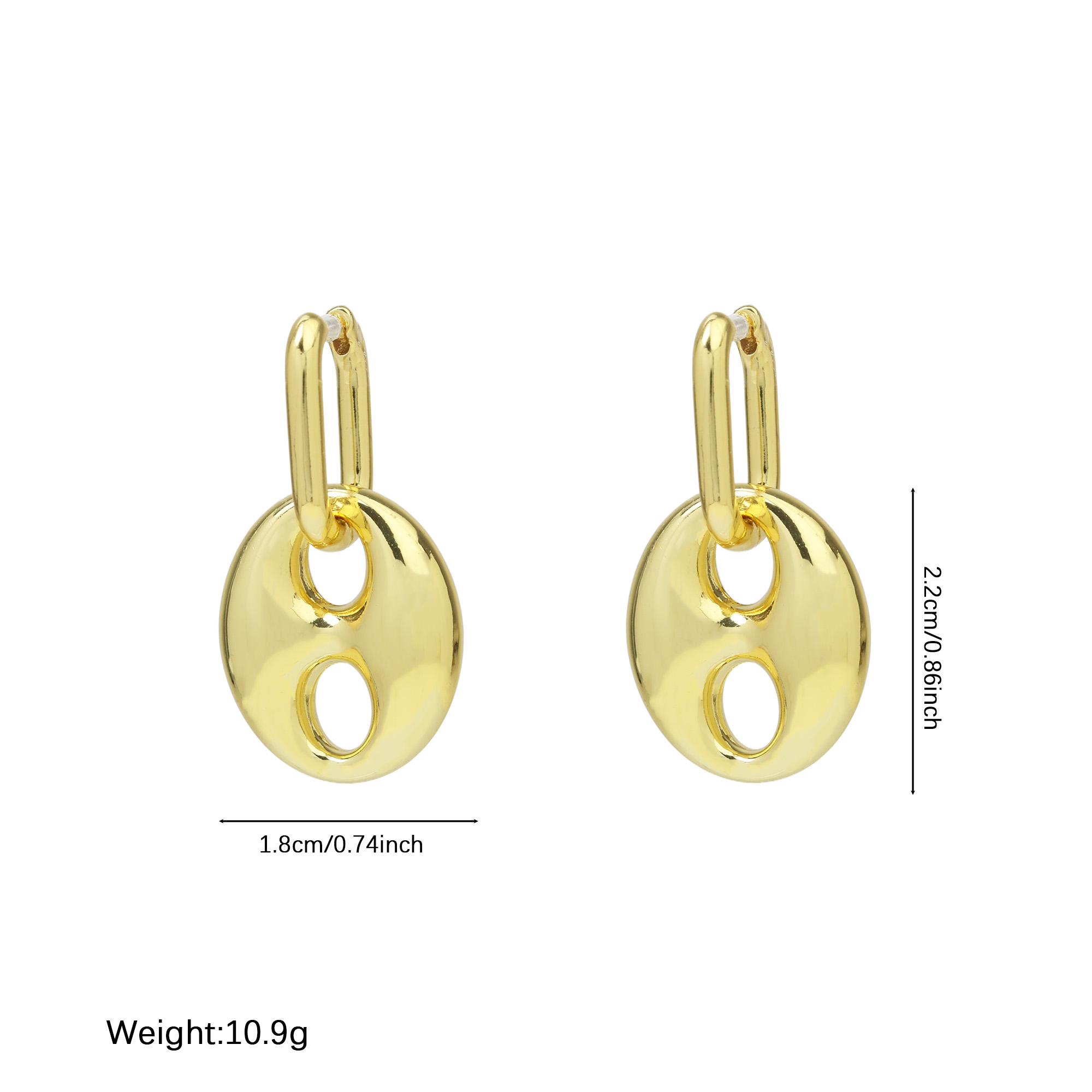 Gold Plated Pig Nose Bean Earrings