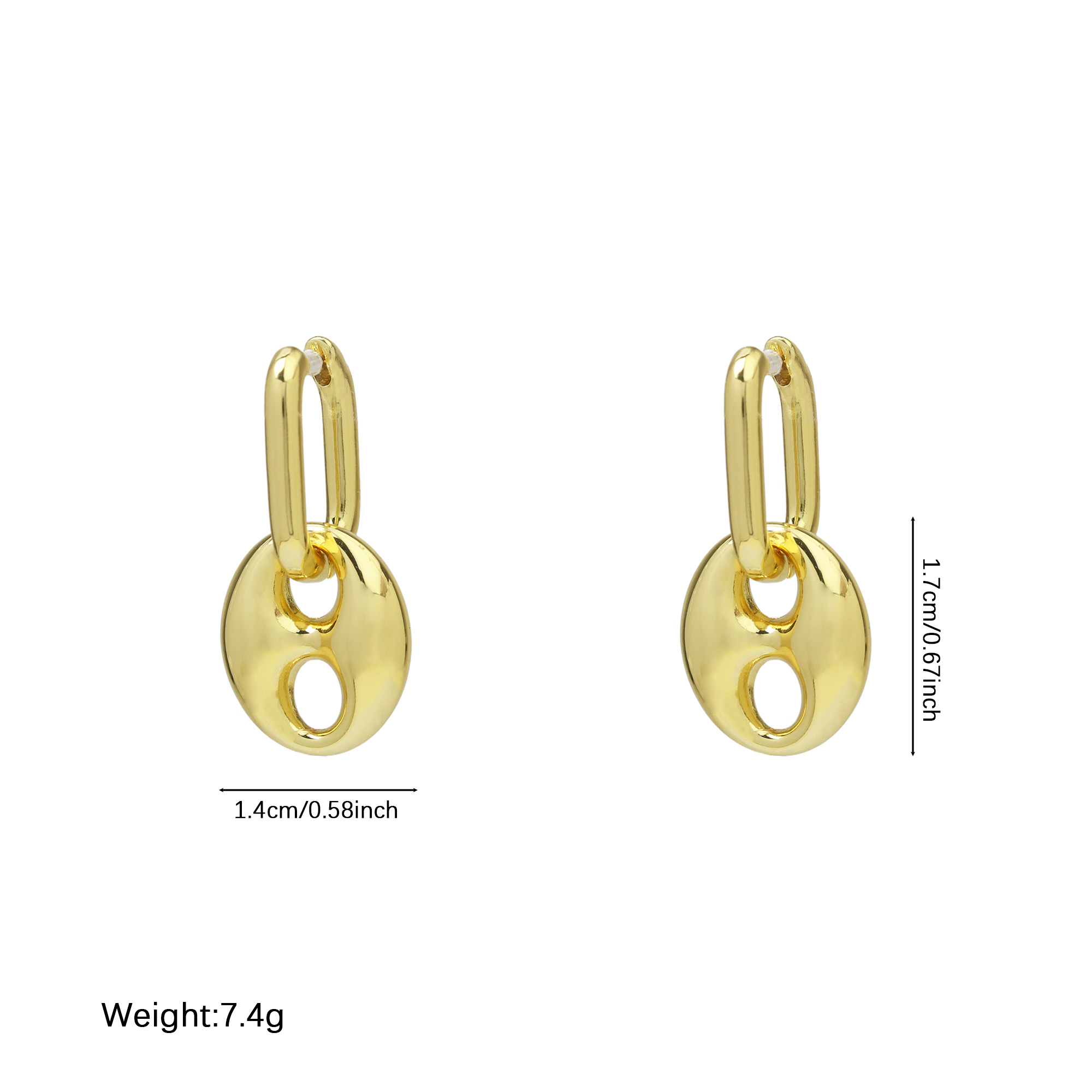 Gold Plated Pig Nose Bean Earrings