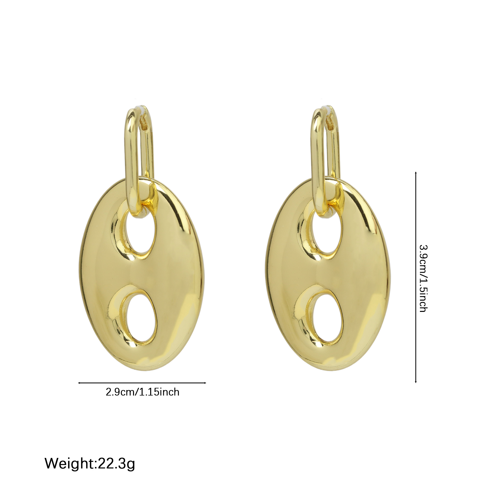 Gold Plated Pig Nose Bean Earrings