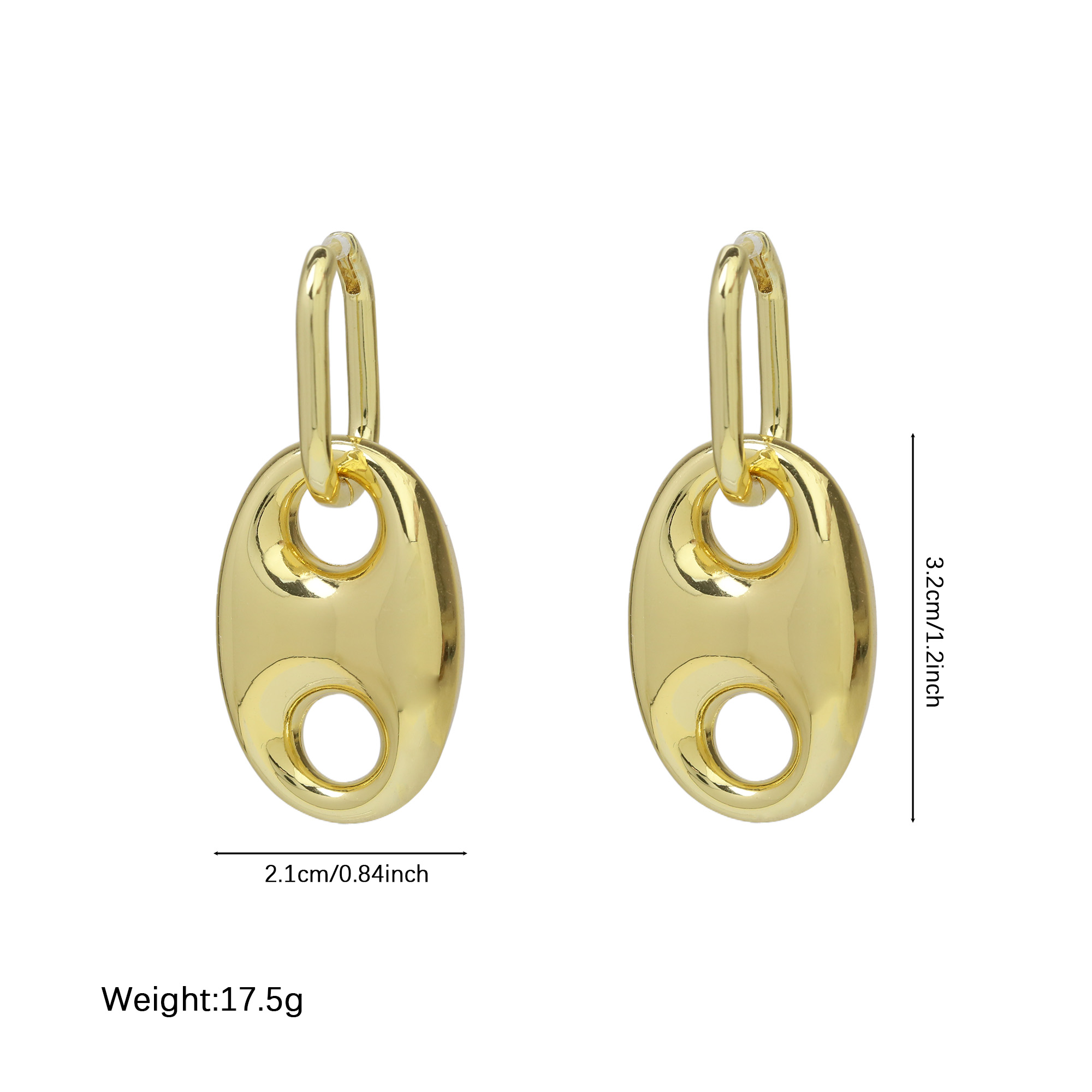 Gold Plated Pig Nose Bean Earrings
