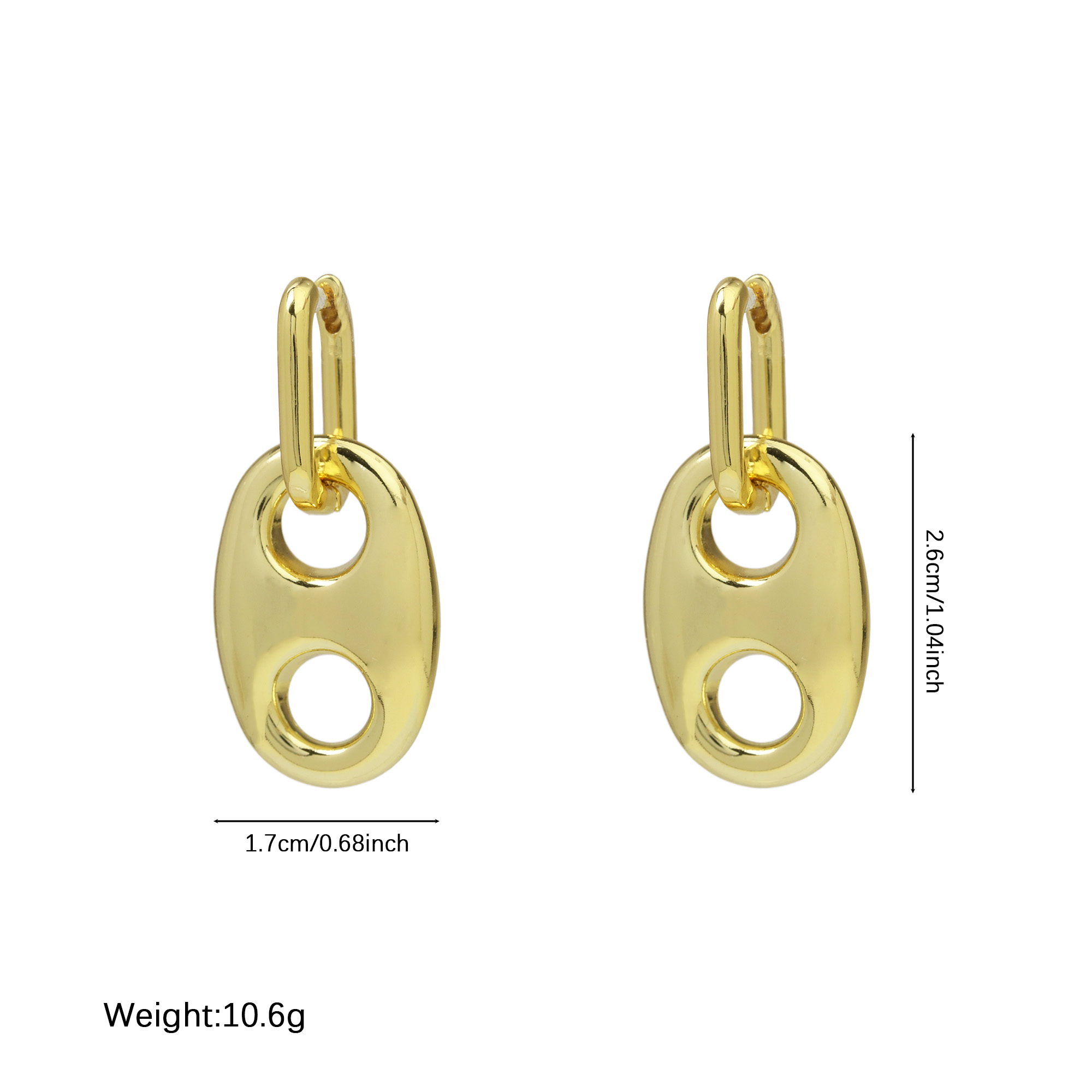 Gold Plated Pig Nose Bean Earrings