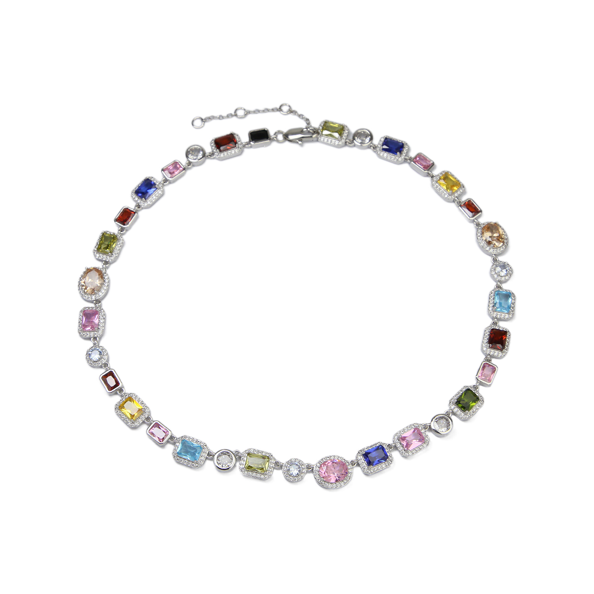 Gold Plated Multi-Color Zircon Necklace Bracelets