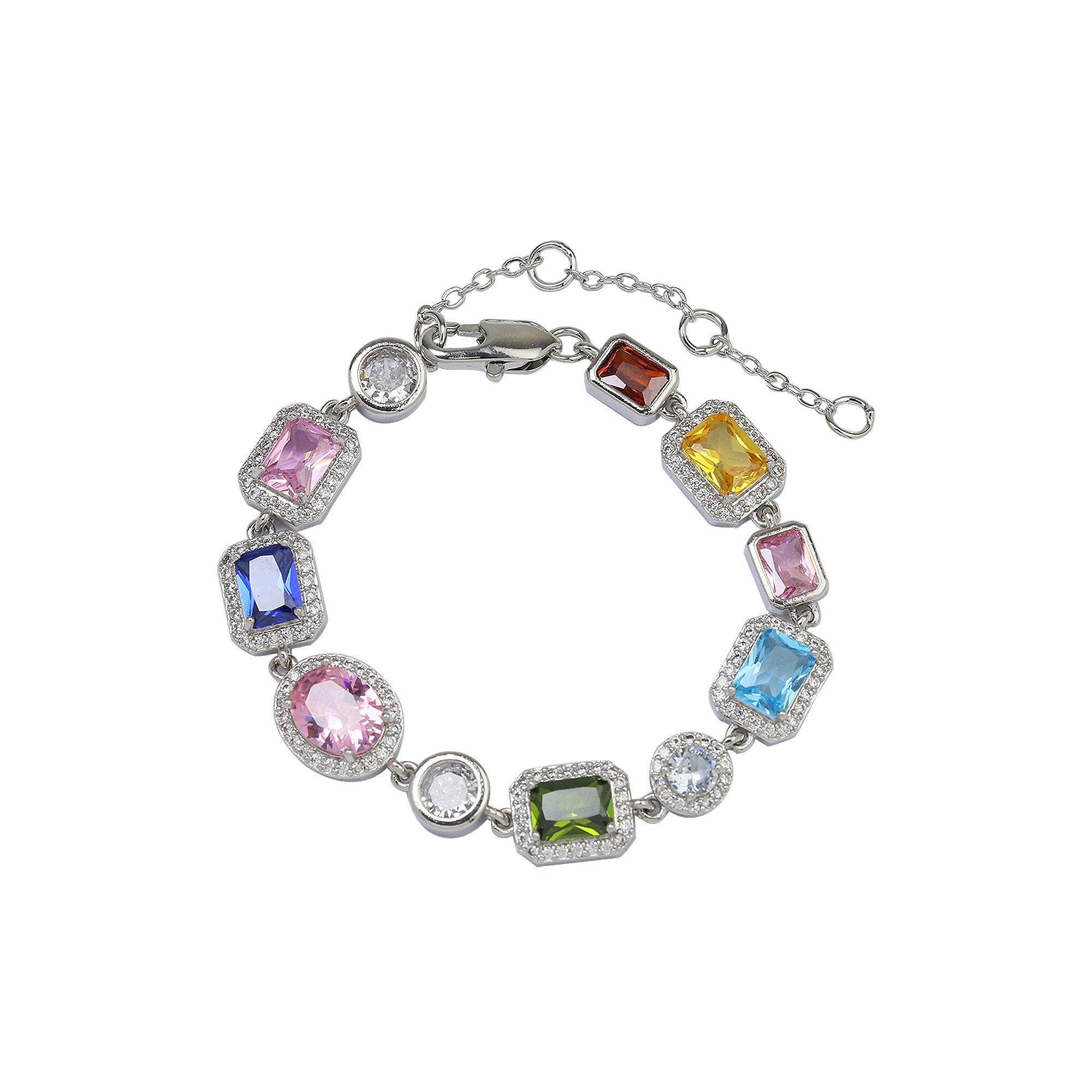 Gold Plated Multi-Color Zircon Necklace Bracelets