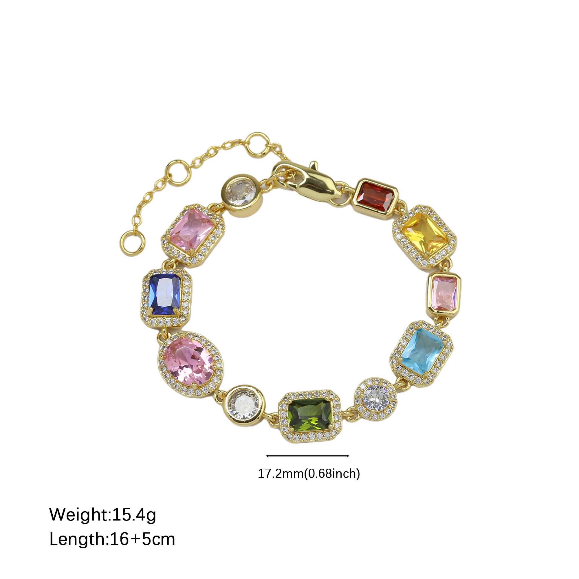 Gold Plated Multi-Color Zircon Necklace Bracelets