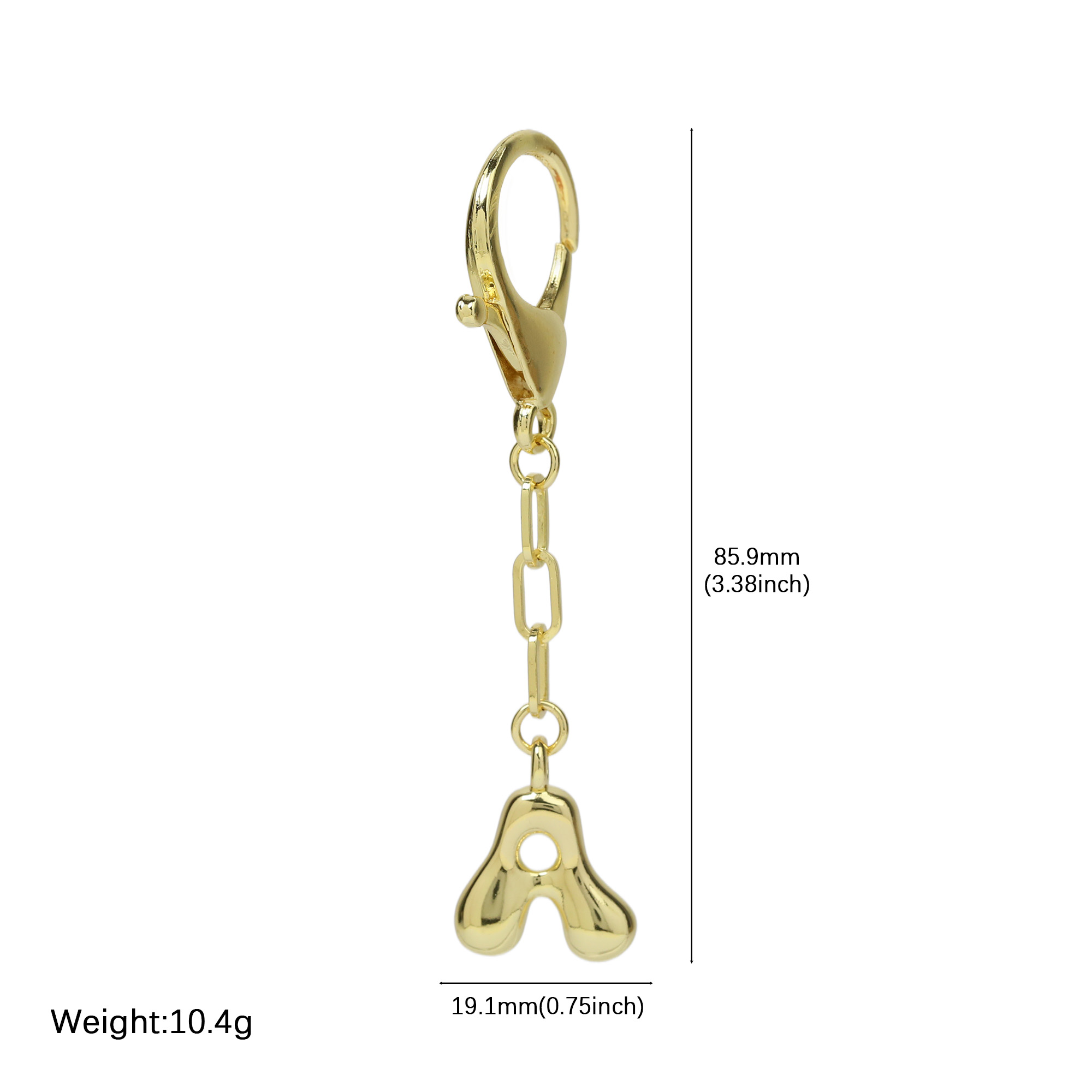 Chunky Bubble  Initial  Letter Bag Key Chain Charm