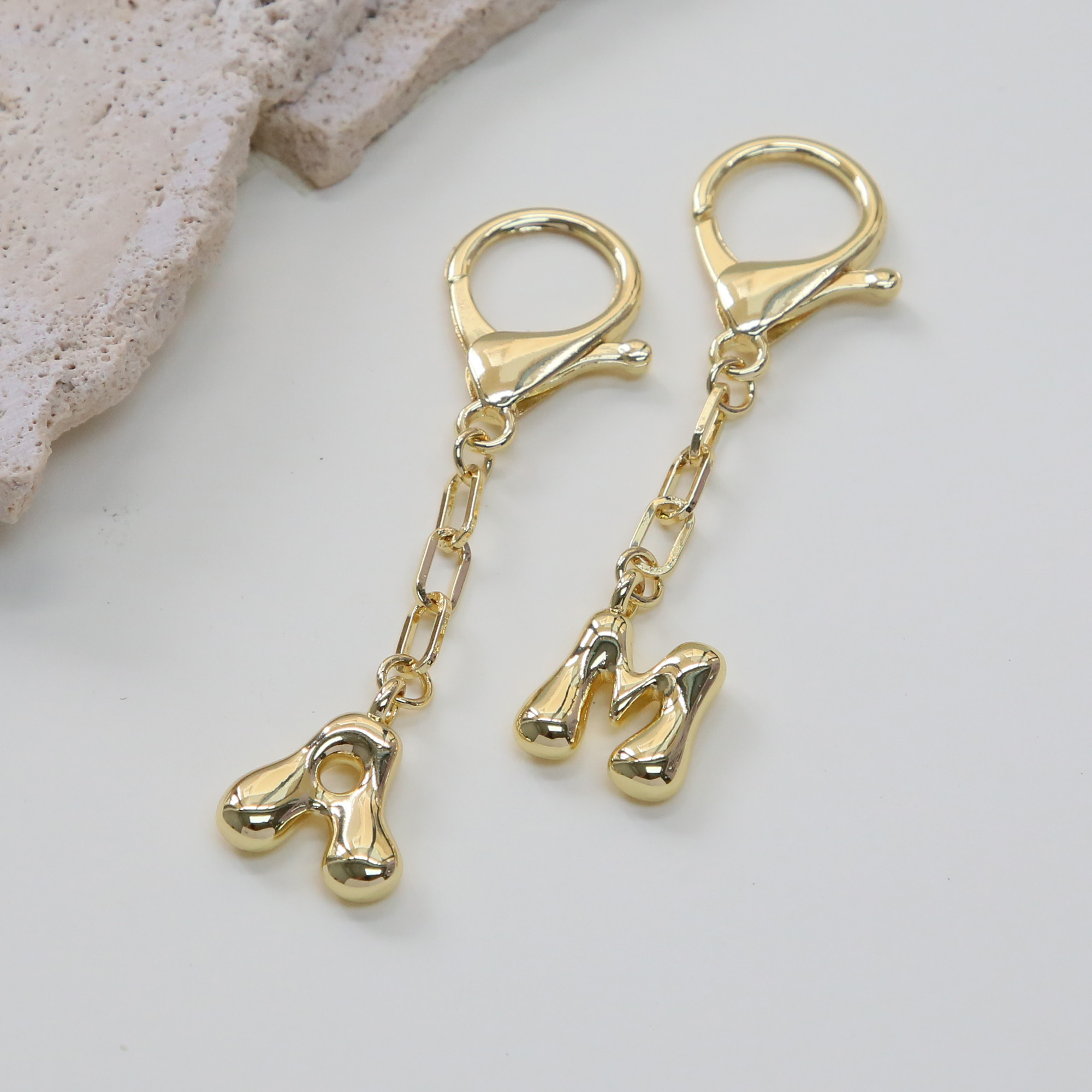 Chunky Bubble  Initial  Letter Bag Key Chain Charm