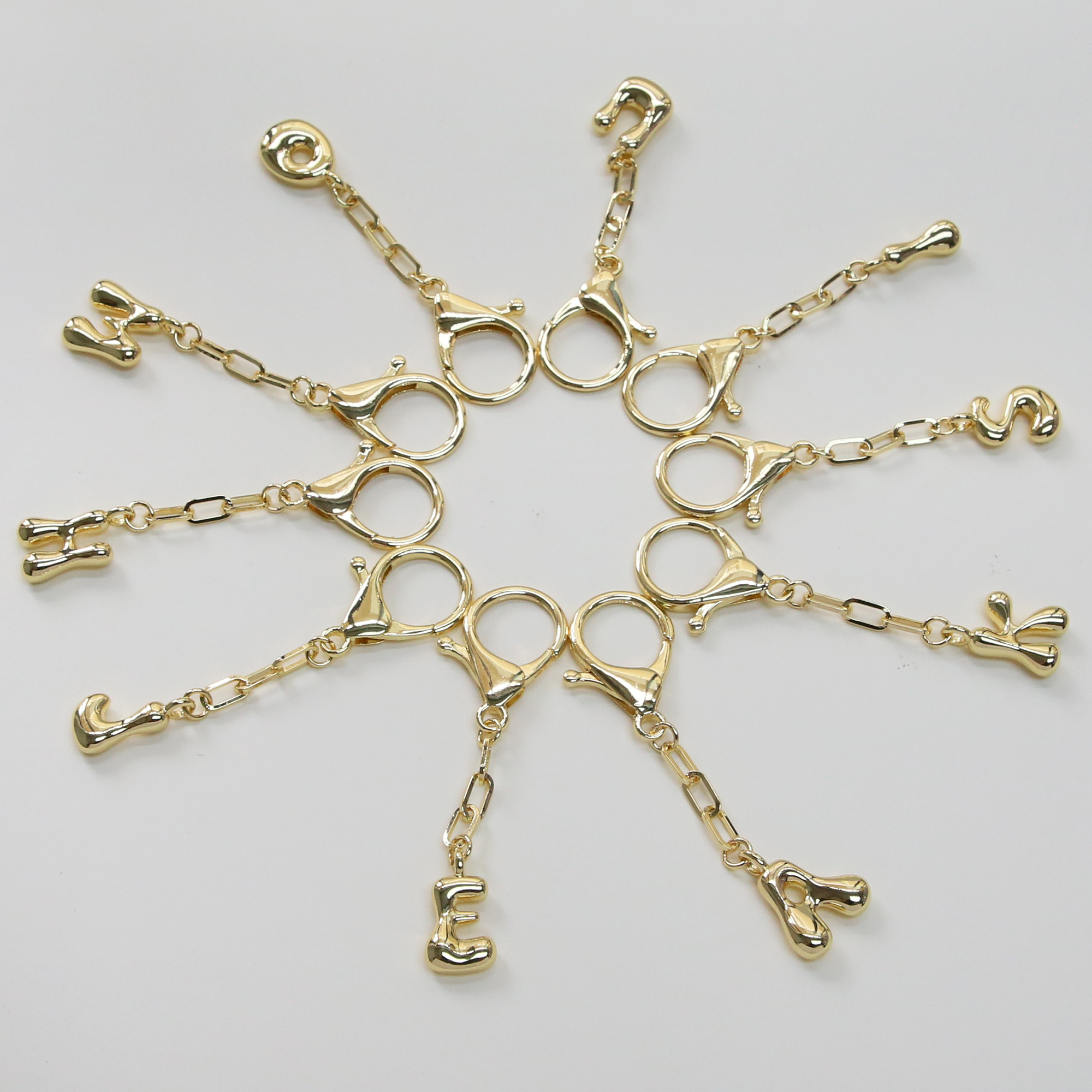 Chunky Bubble  Initial  Letter Bag Key Chain Charm