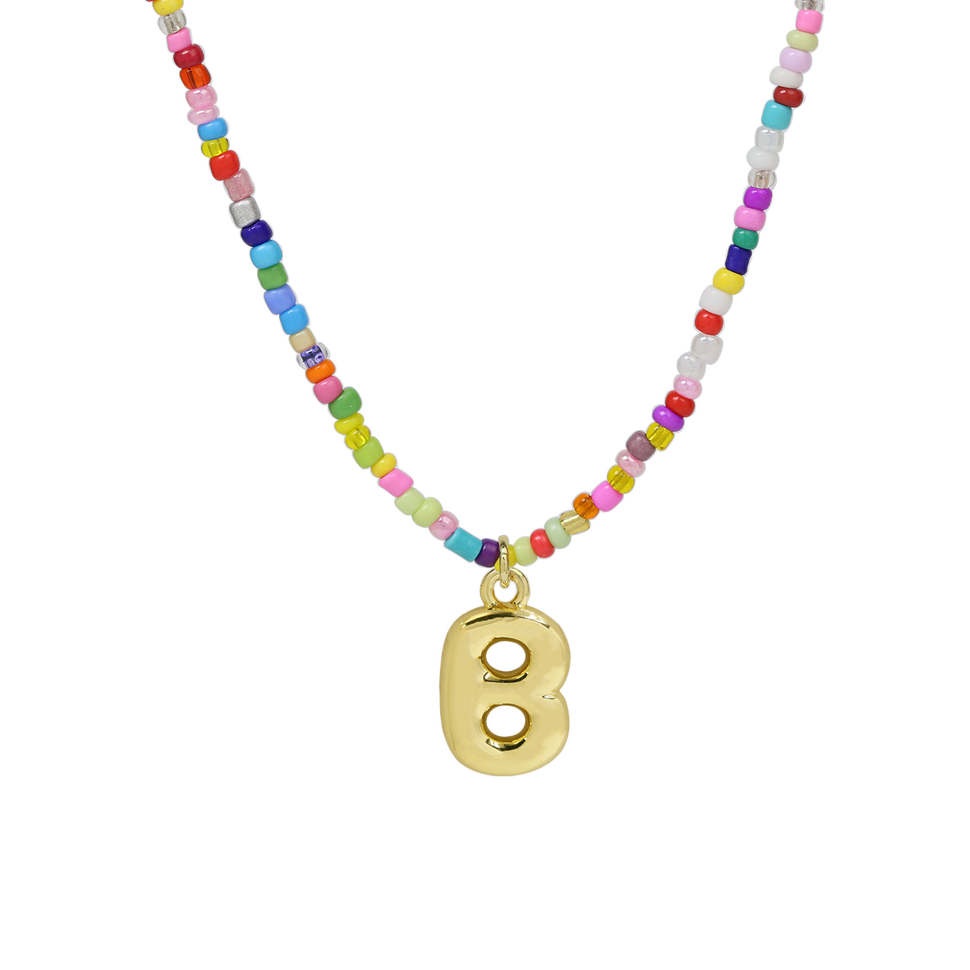 Beaded Initial  Letter Pendant Necklaces