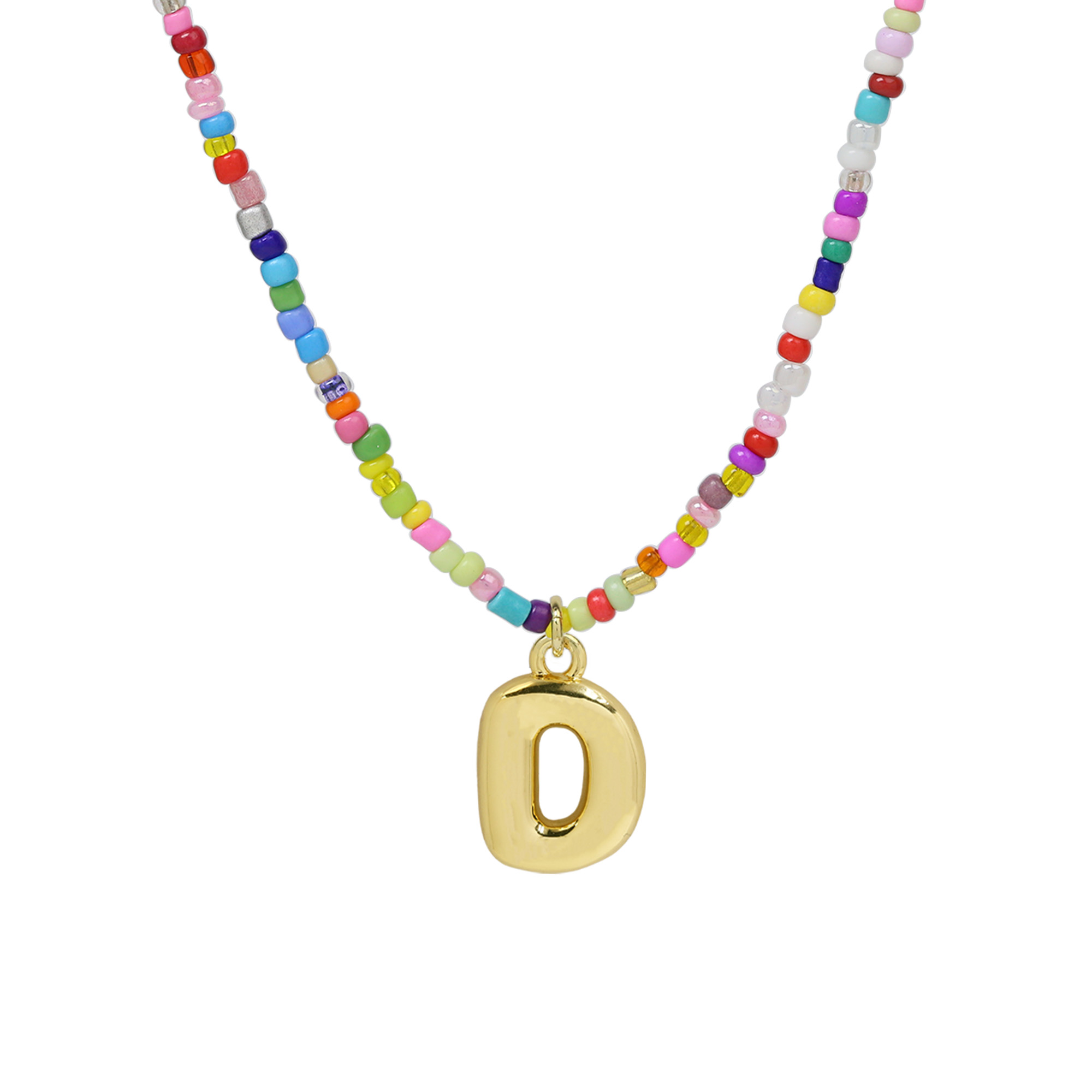 Beaded Initial  Letter Pendant Necklaces