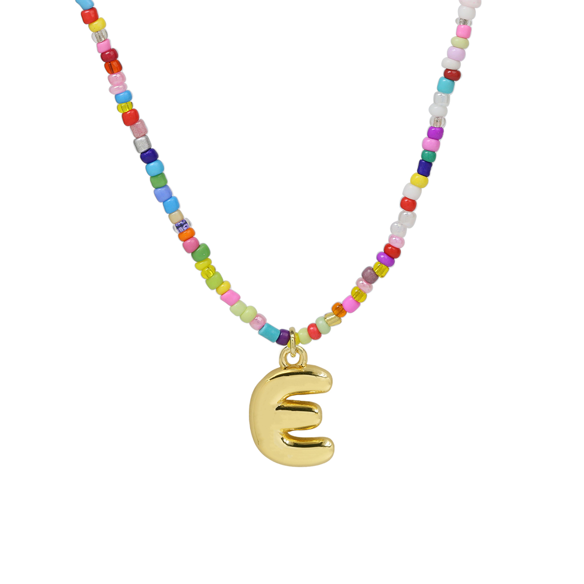 Beaded Initial  Letter Pendant Necklaces