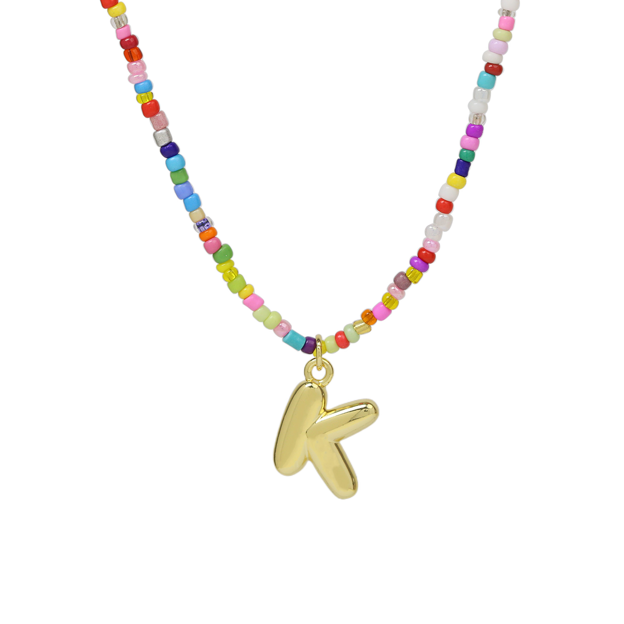 Beaded Initial  Letter Pendant Necklaces