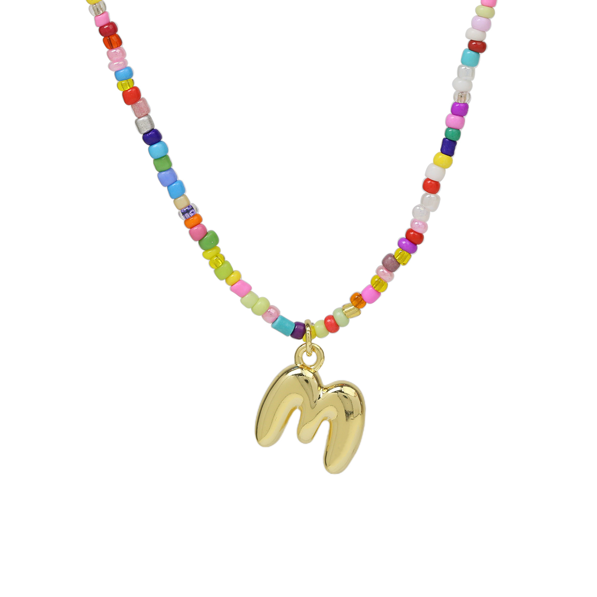 Beaded Initial  Letter Pendant Necklaces