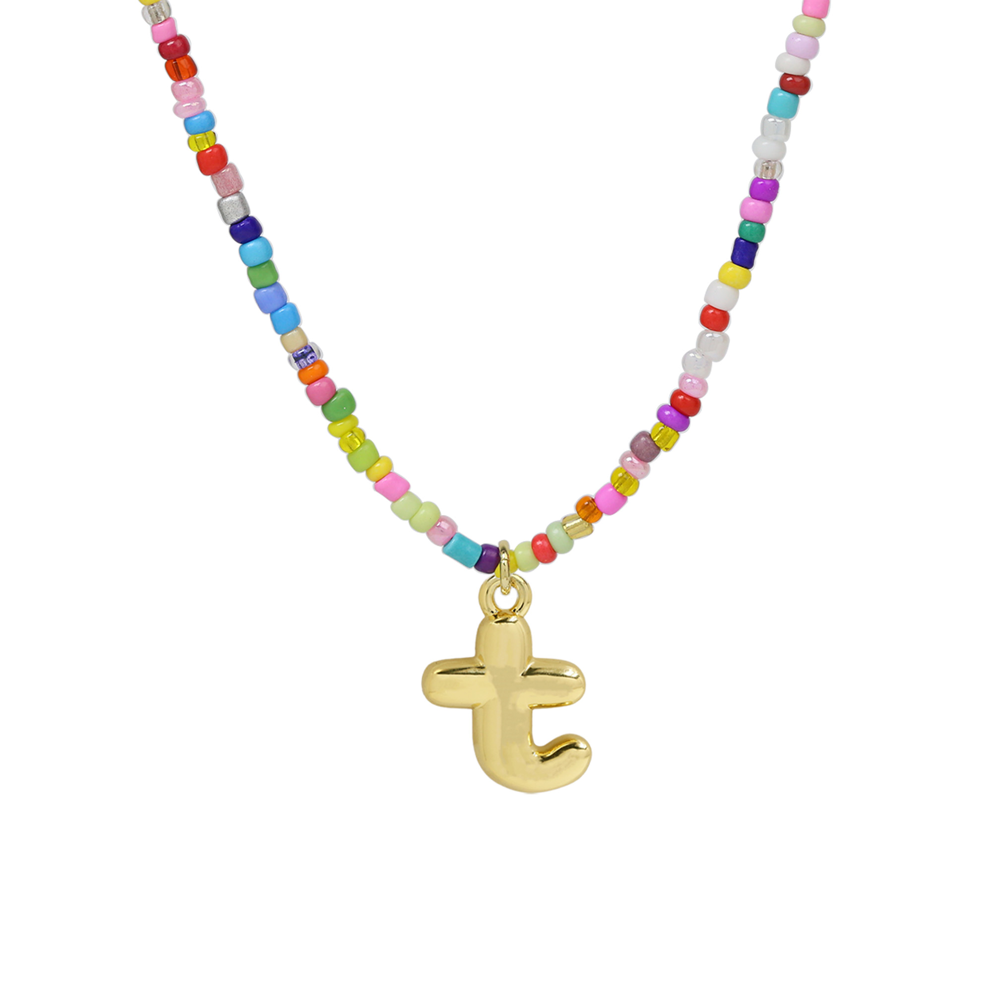 Beaded Initial  Letter Pendant Necklaces