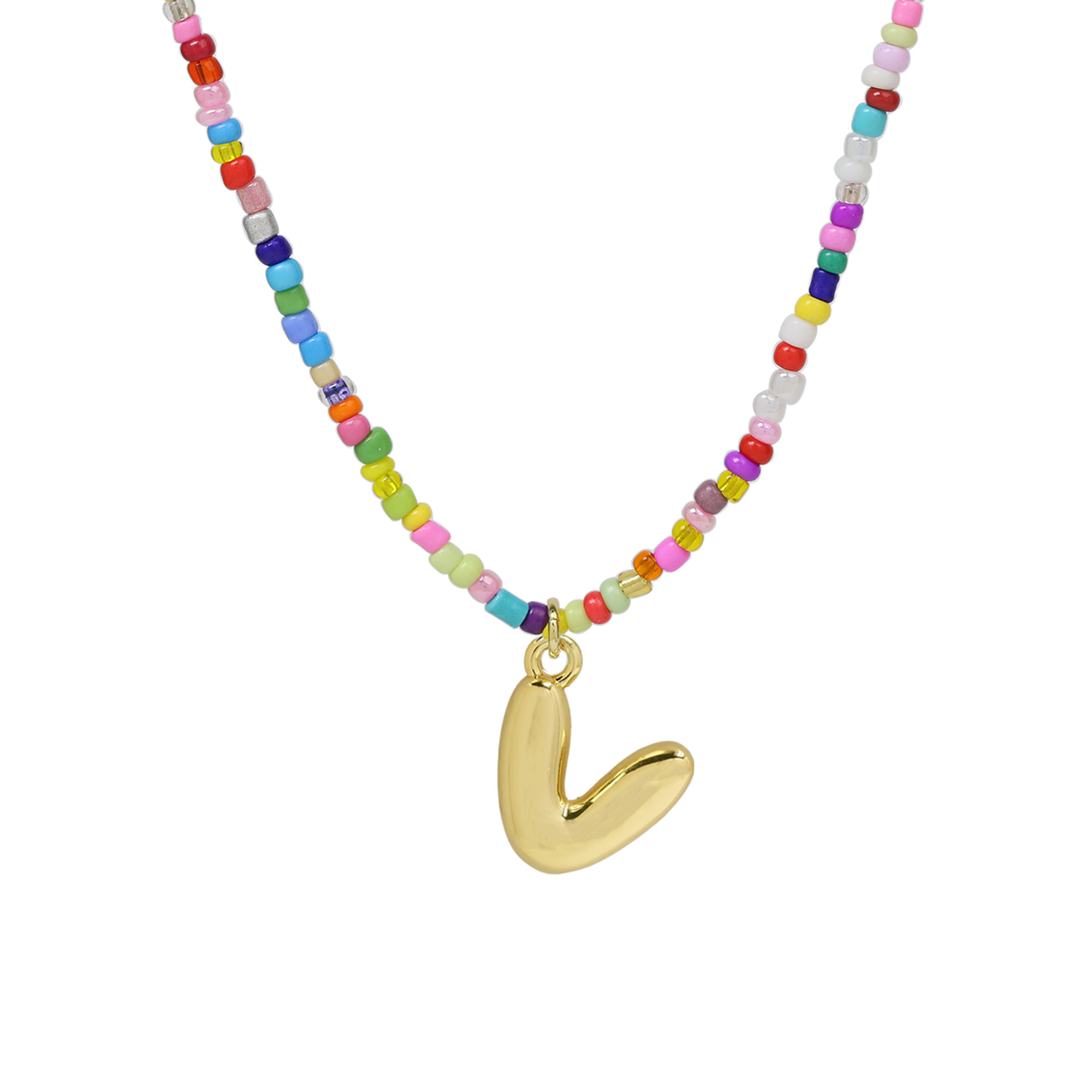 Beaded Initial  Letter Pendant Necklaces