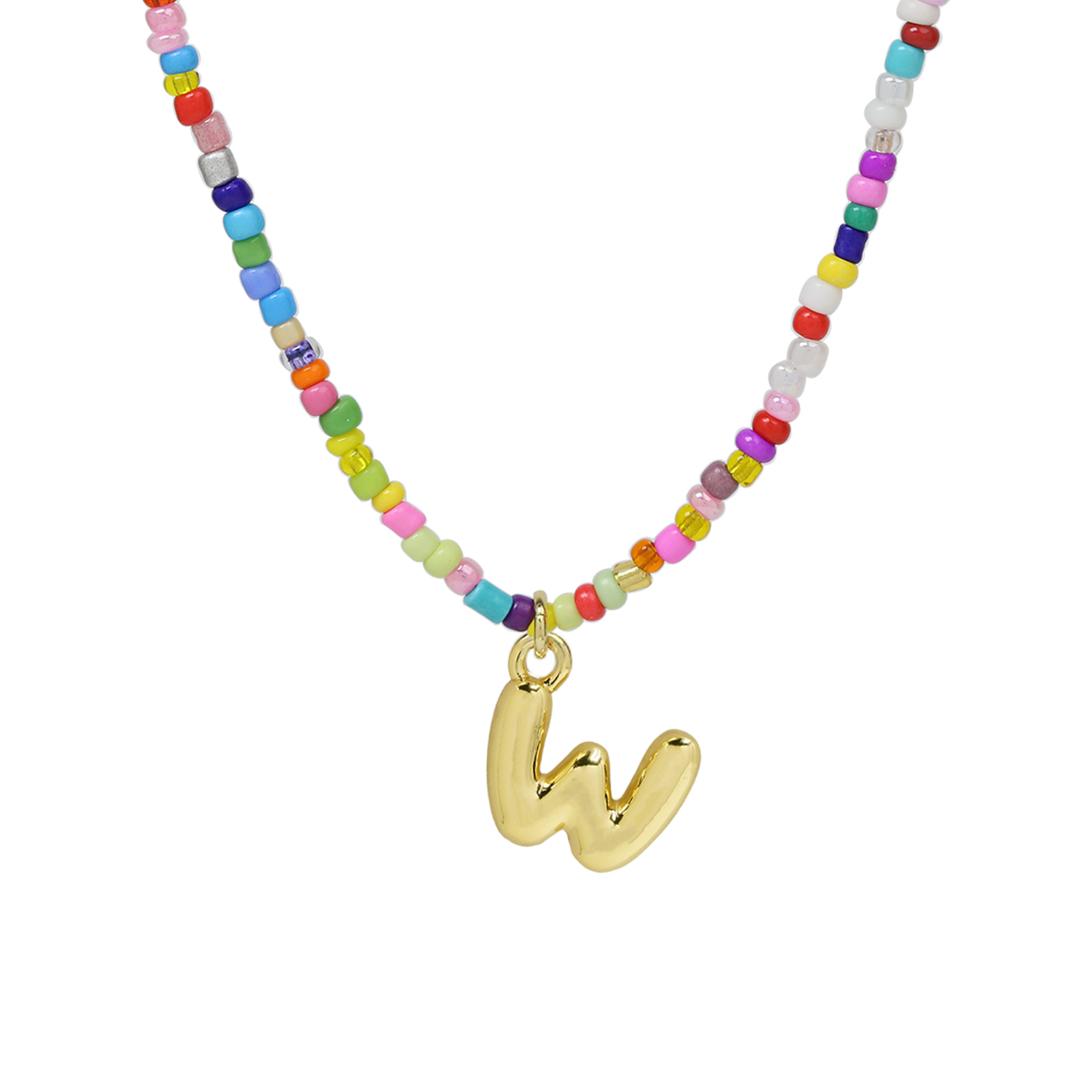 Beaded Initial  Letter Pendant Necklaces