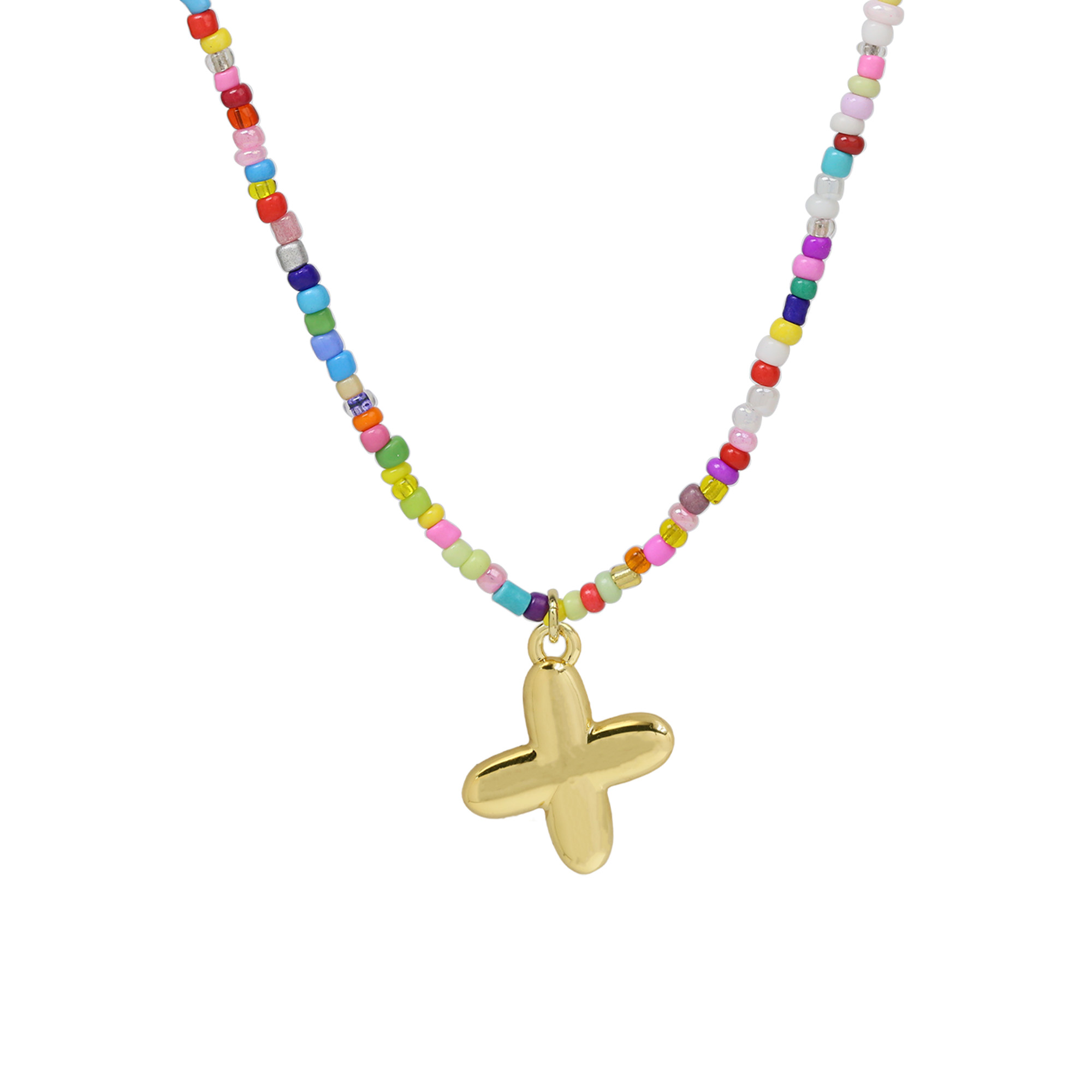 Beaded Initial  Letter Pendant Necklaces