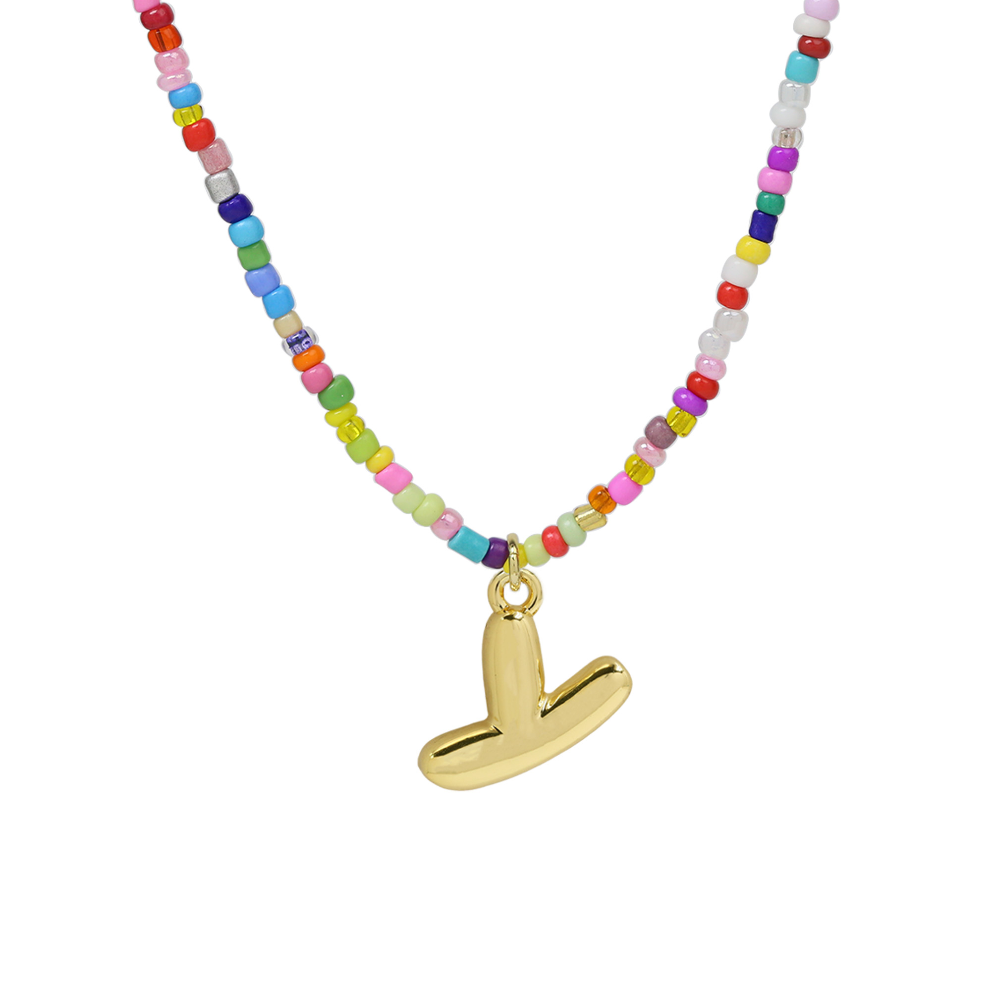 Beaded Initial  Letter Pendant Necklaces