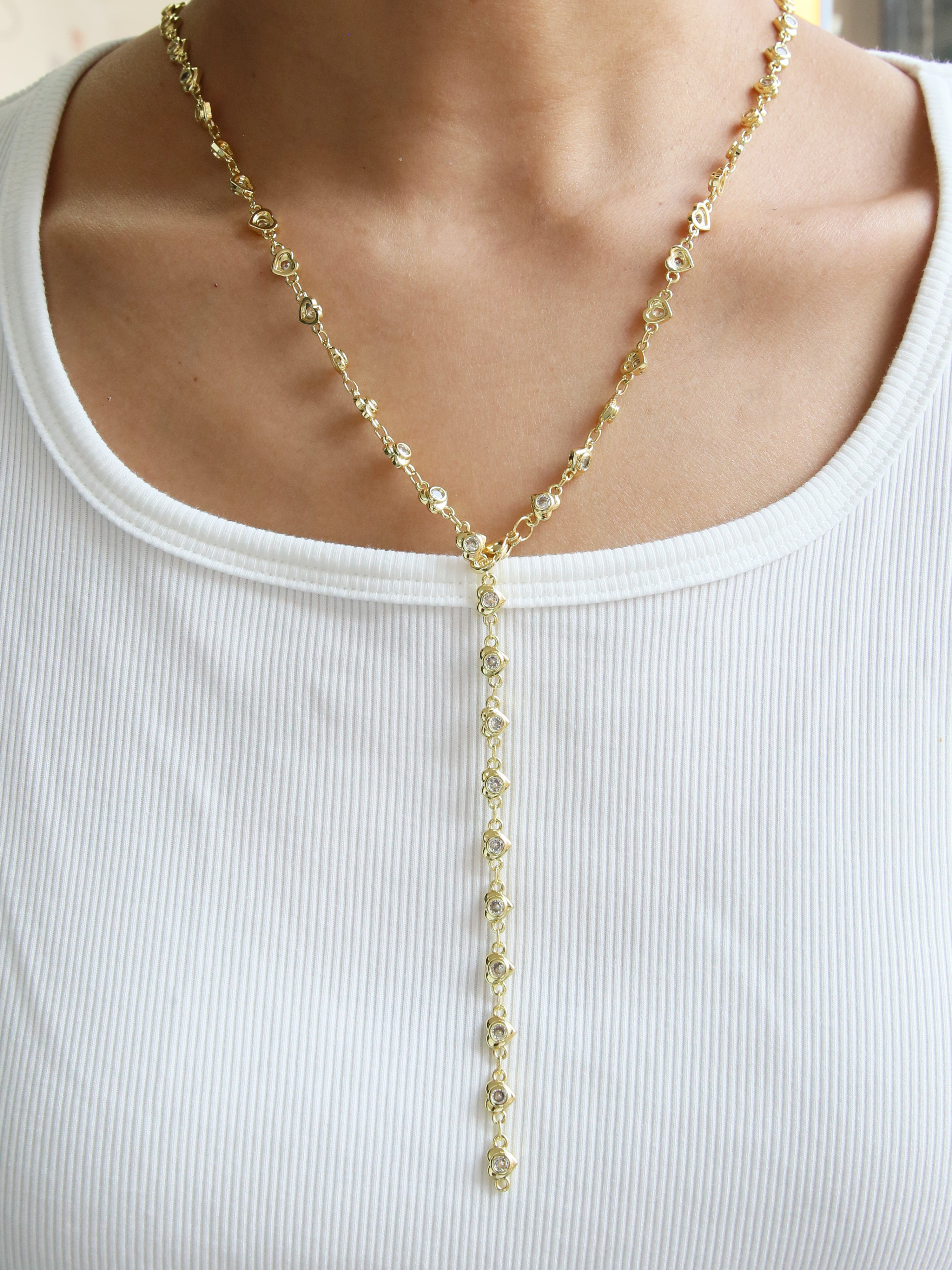 Heart Y Chain Necklace