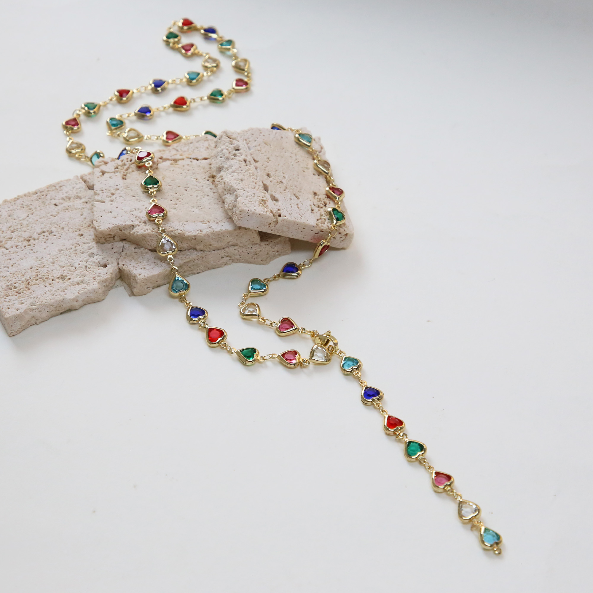 Multi-color Heart Chain Necklace