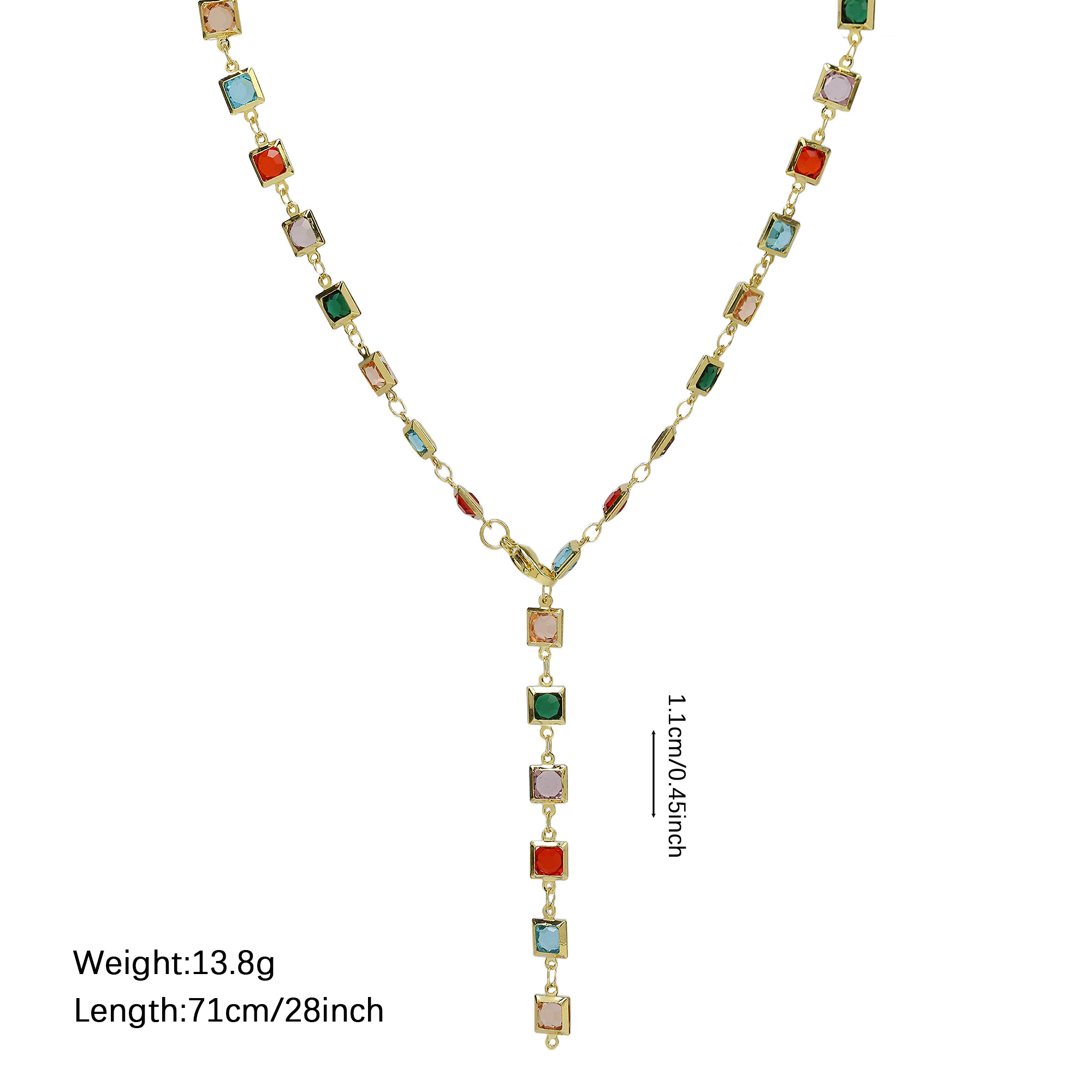 Multi-color Square Y Chain Necklace