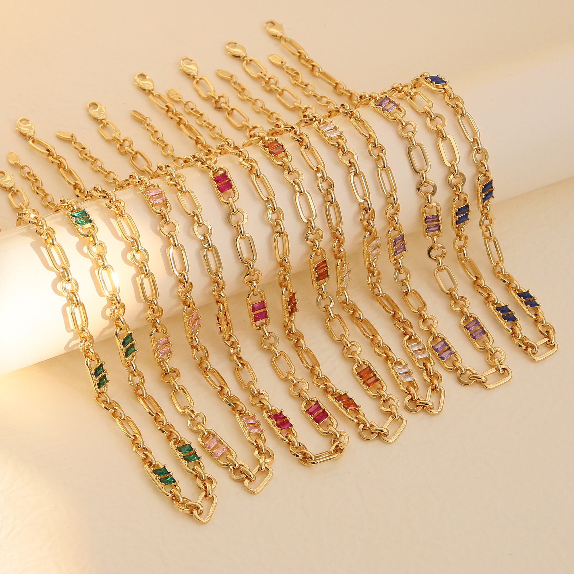 Colorful Zircon 7mm Chain Necklace