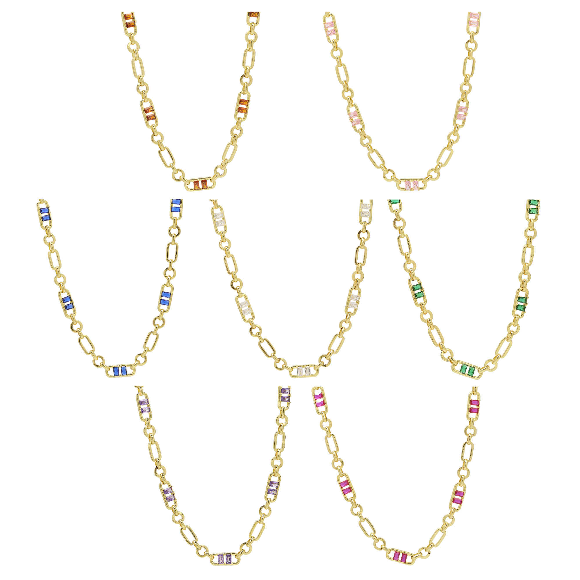 Colorful Zircon 7mm Chain Necklace