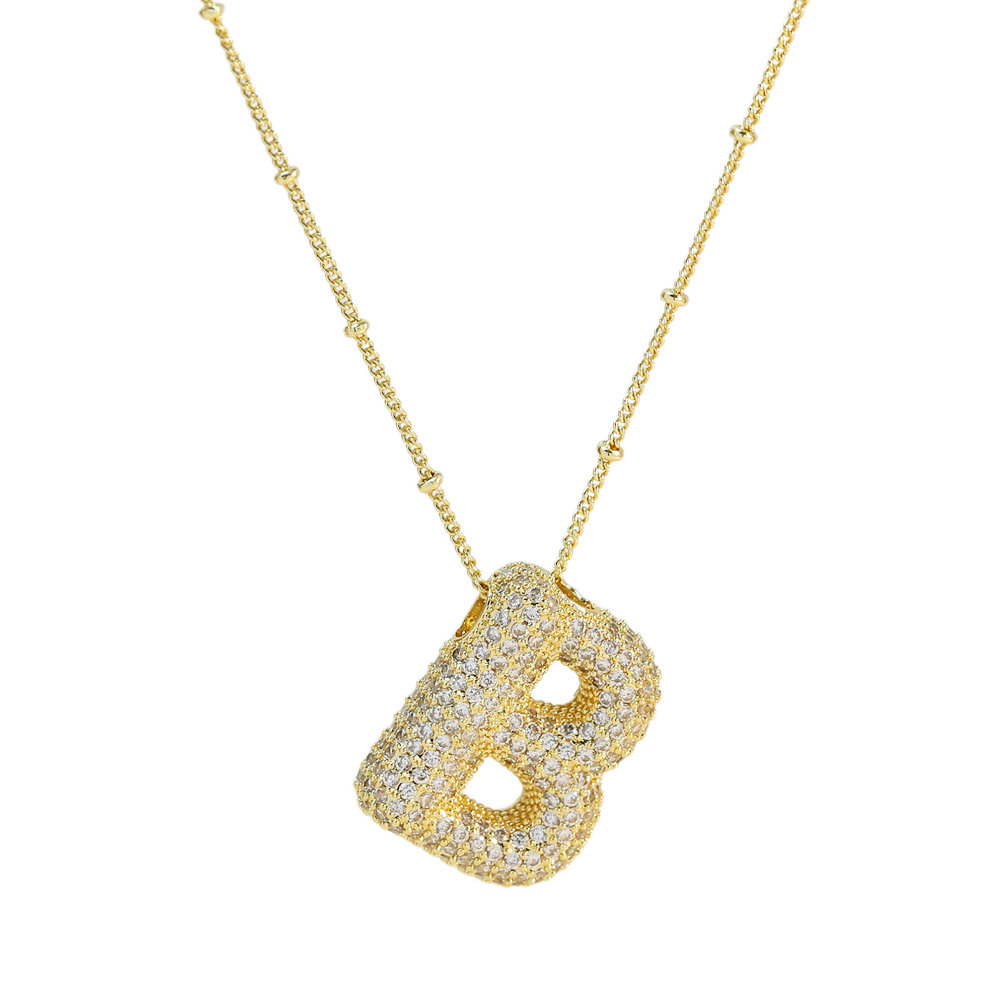 CZ Balloon Initial Alphabet Letter Necklaces