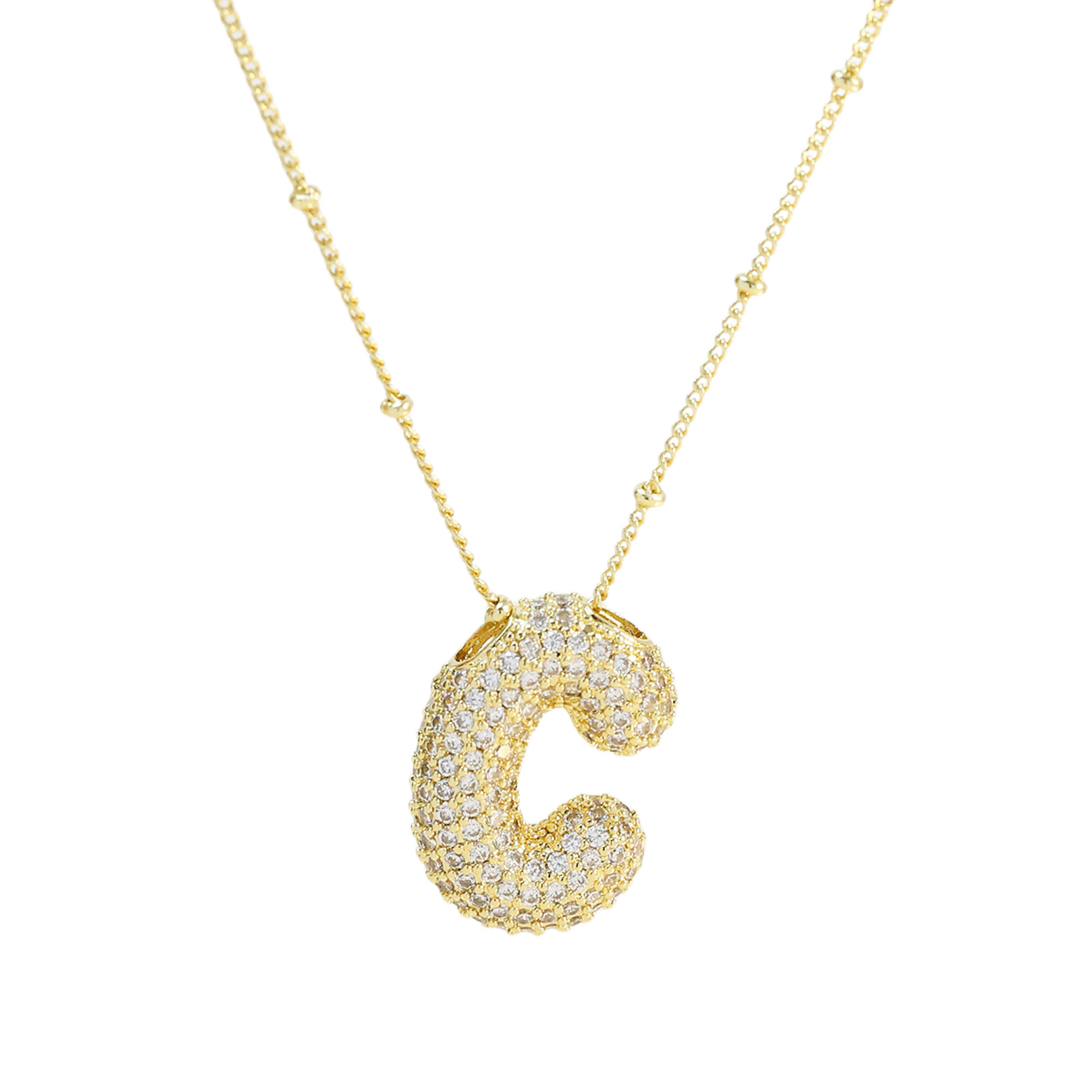 CZ Balloon Initial Alphabet Letter Necklaces