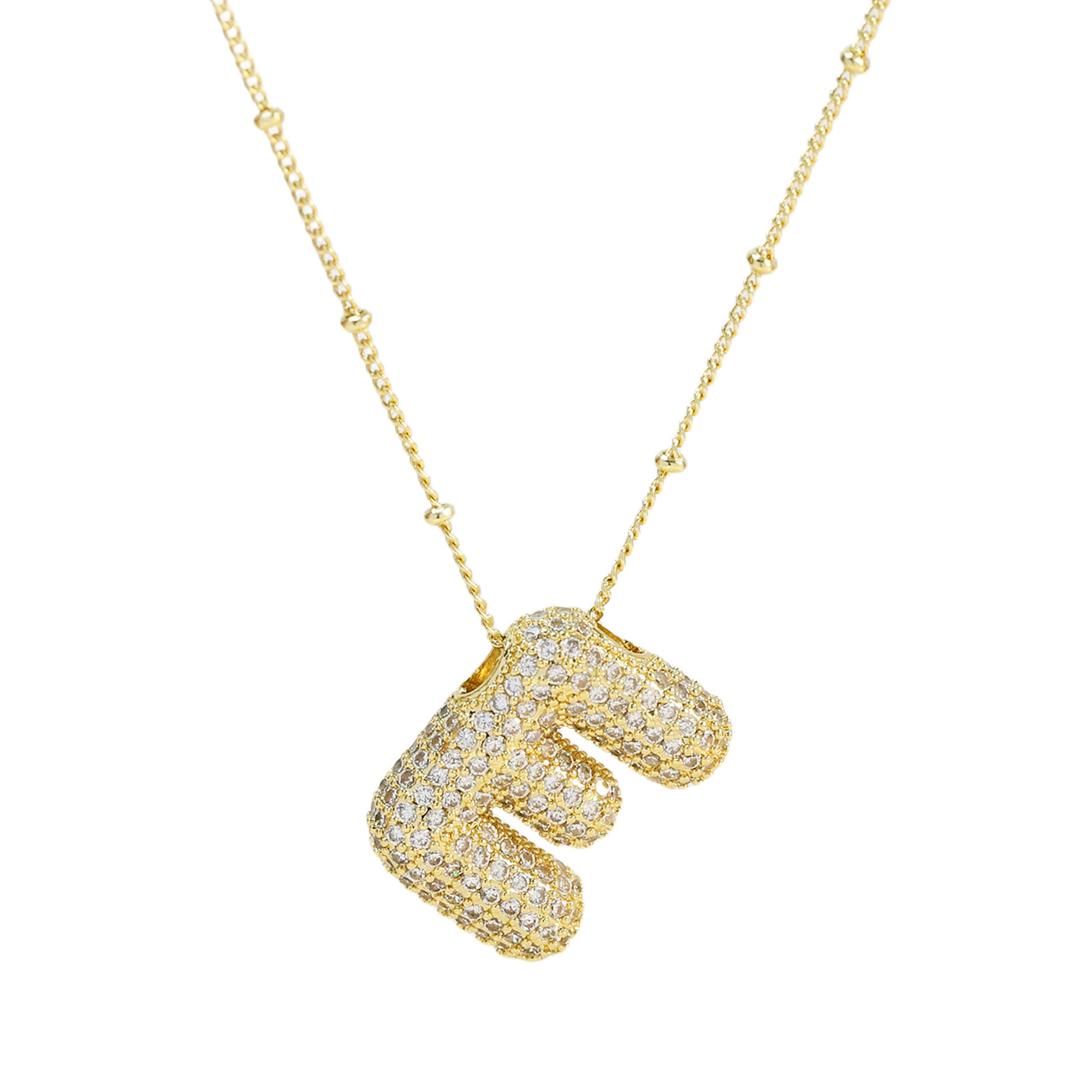 CZ Balloon Initial Alphabet Letter Necklaces