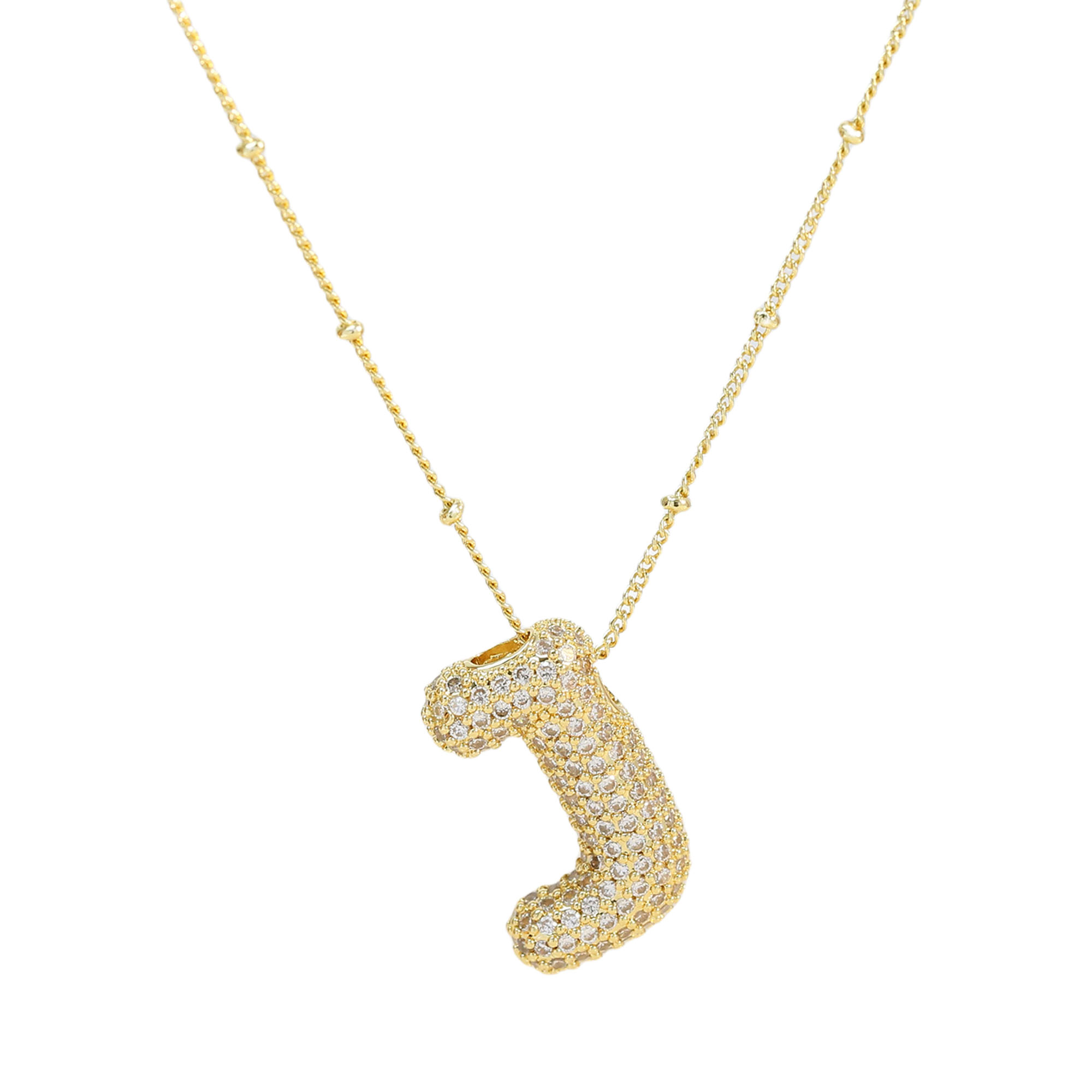 CZ Balloon Initial Alphabet Letter Necklaces